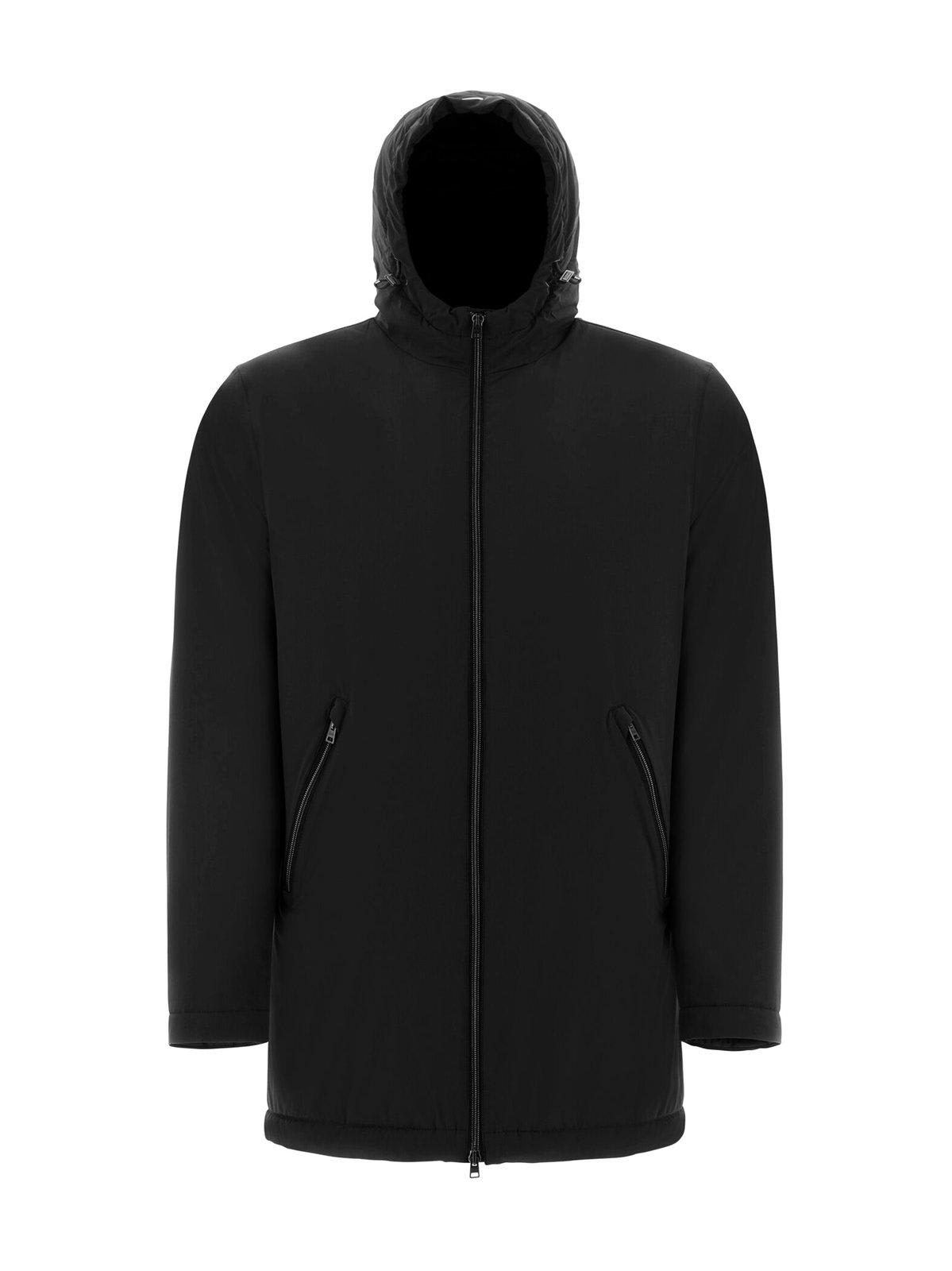 Herno Zip-up Hooded Jacket Jacket In Nero