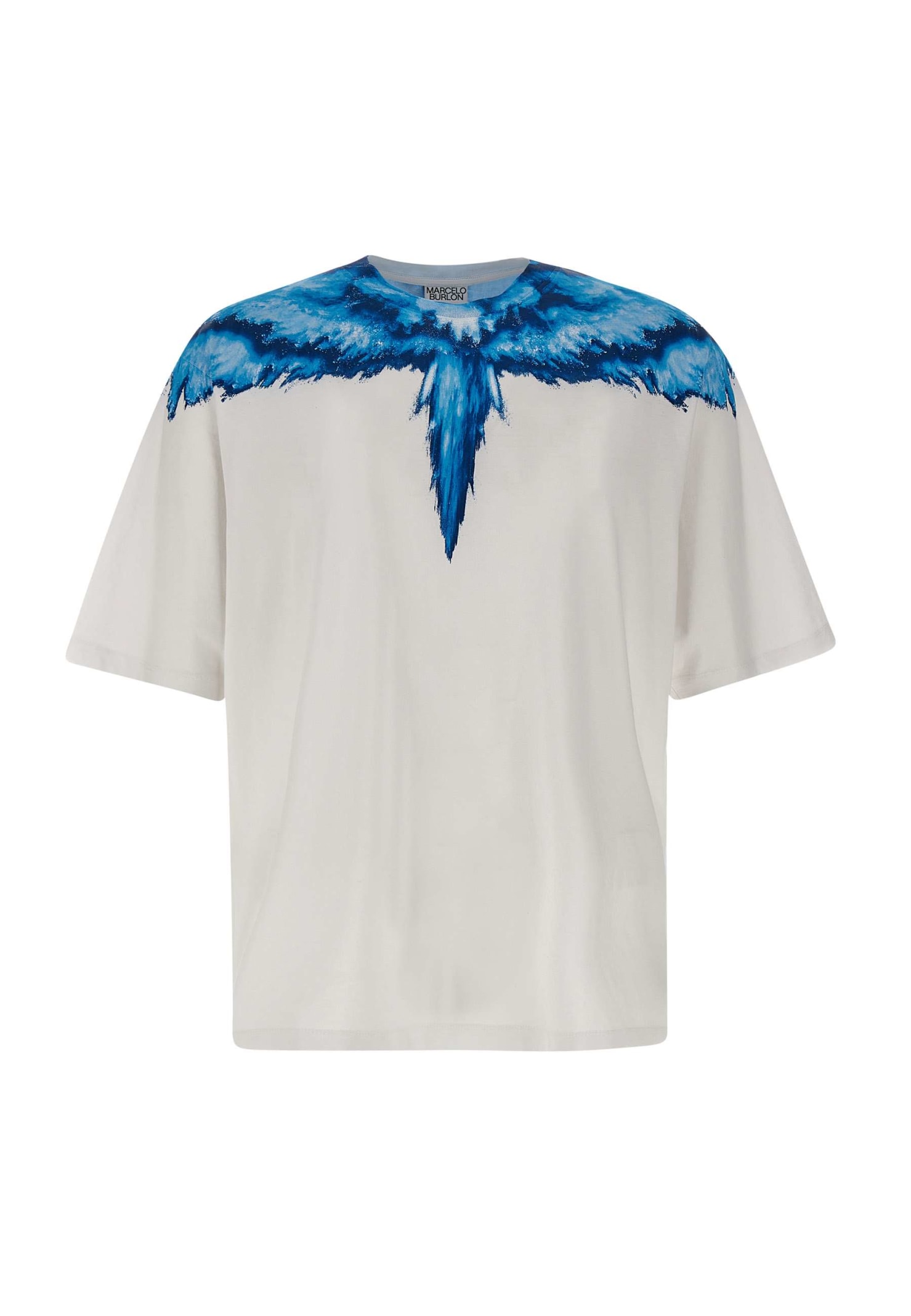 Shop Marcelo Burlon County Of Milan Colordust Wings Over Cotton T-shirt In White-blue