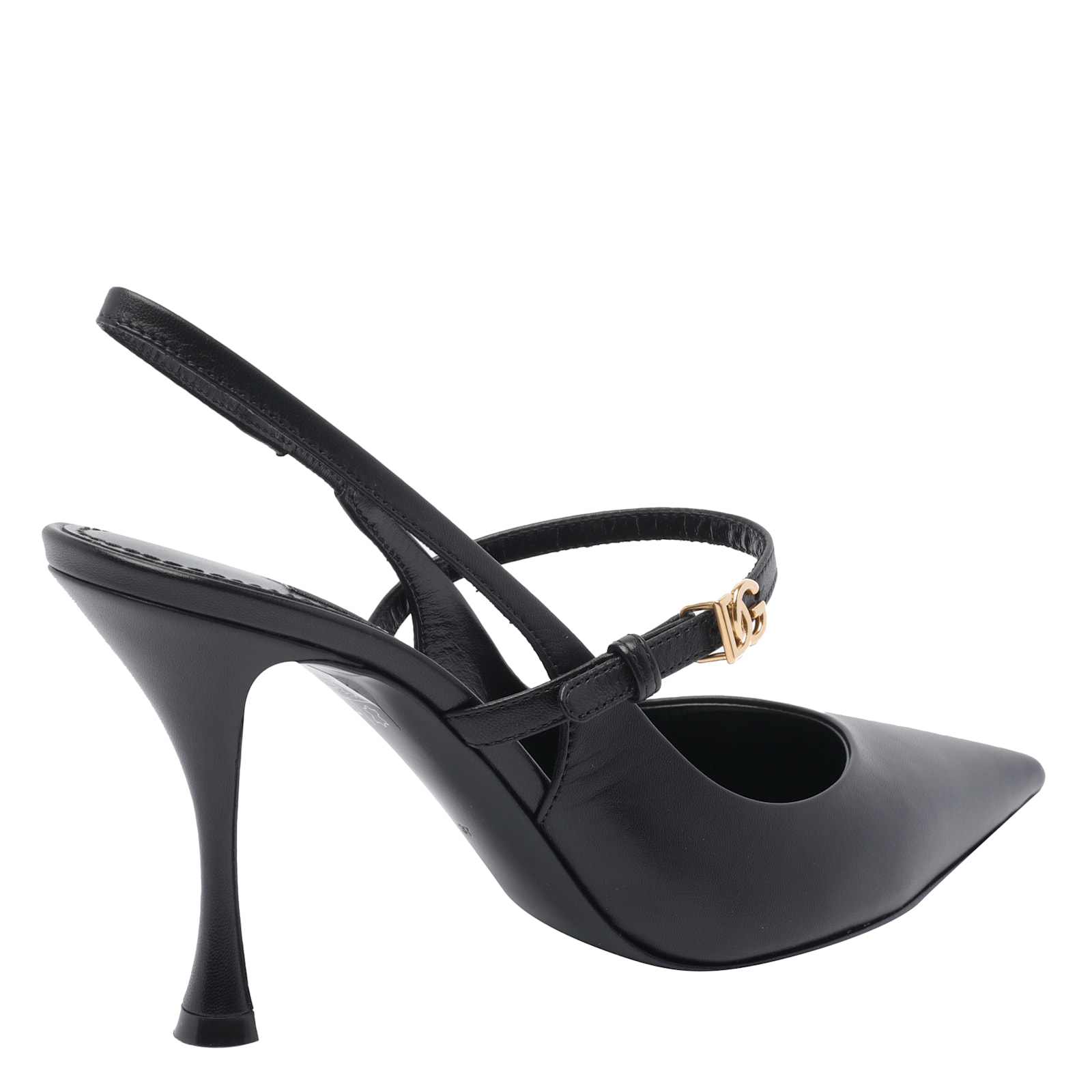 Dolce & Gabbana Pointed Toe Slingbacks With Delicate Ankle Strap In Black