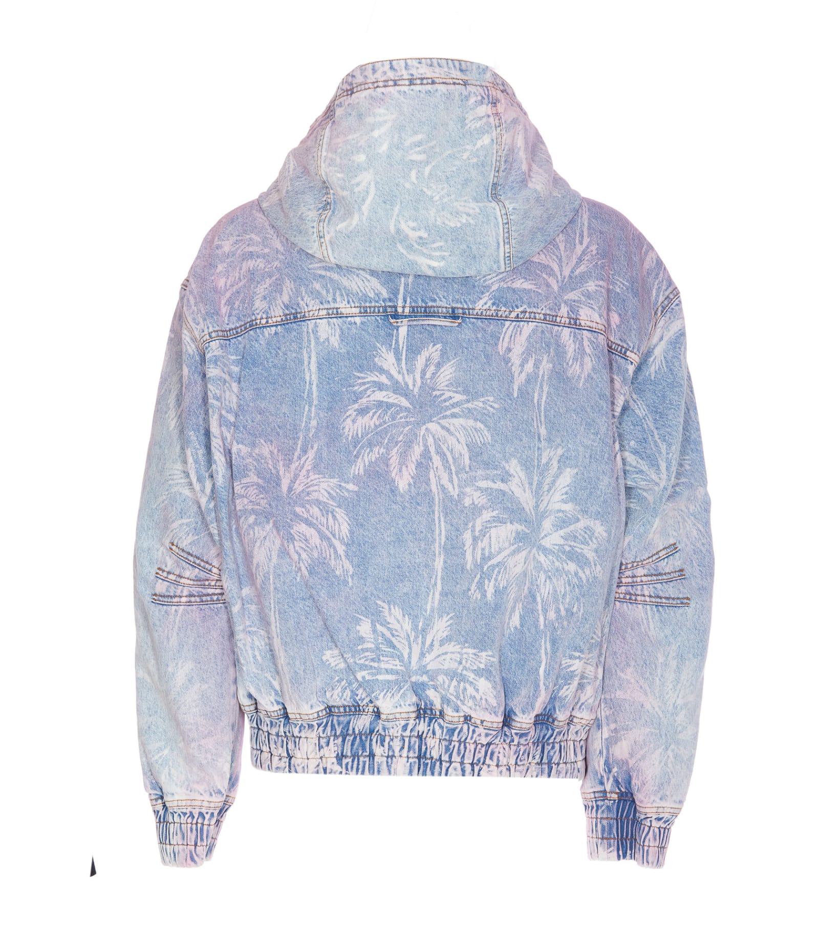 Shop Balmain Bomber Jacket With Palm Tree Print In Blue