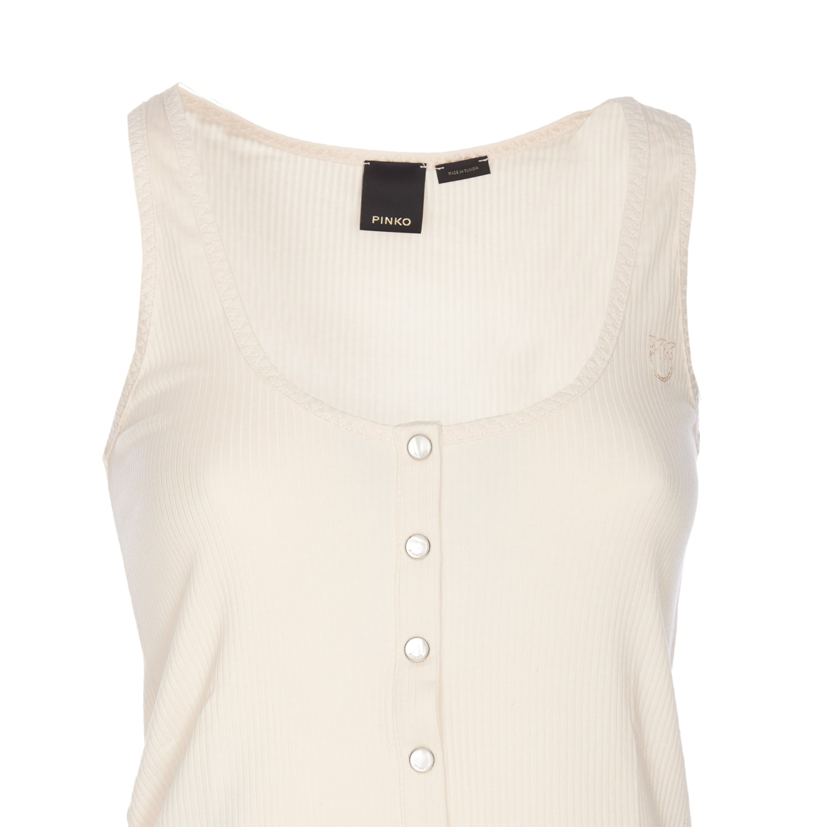 Shop Pinko Tank Top With Nacre Buttons In Pink