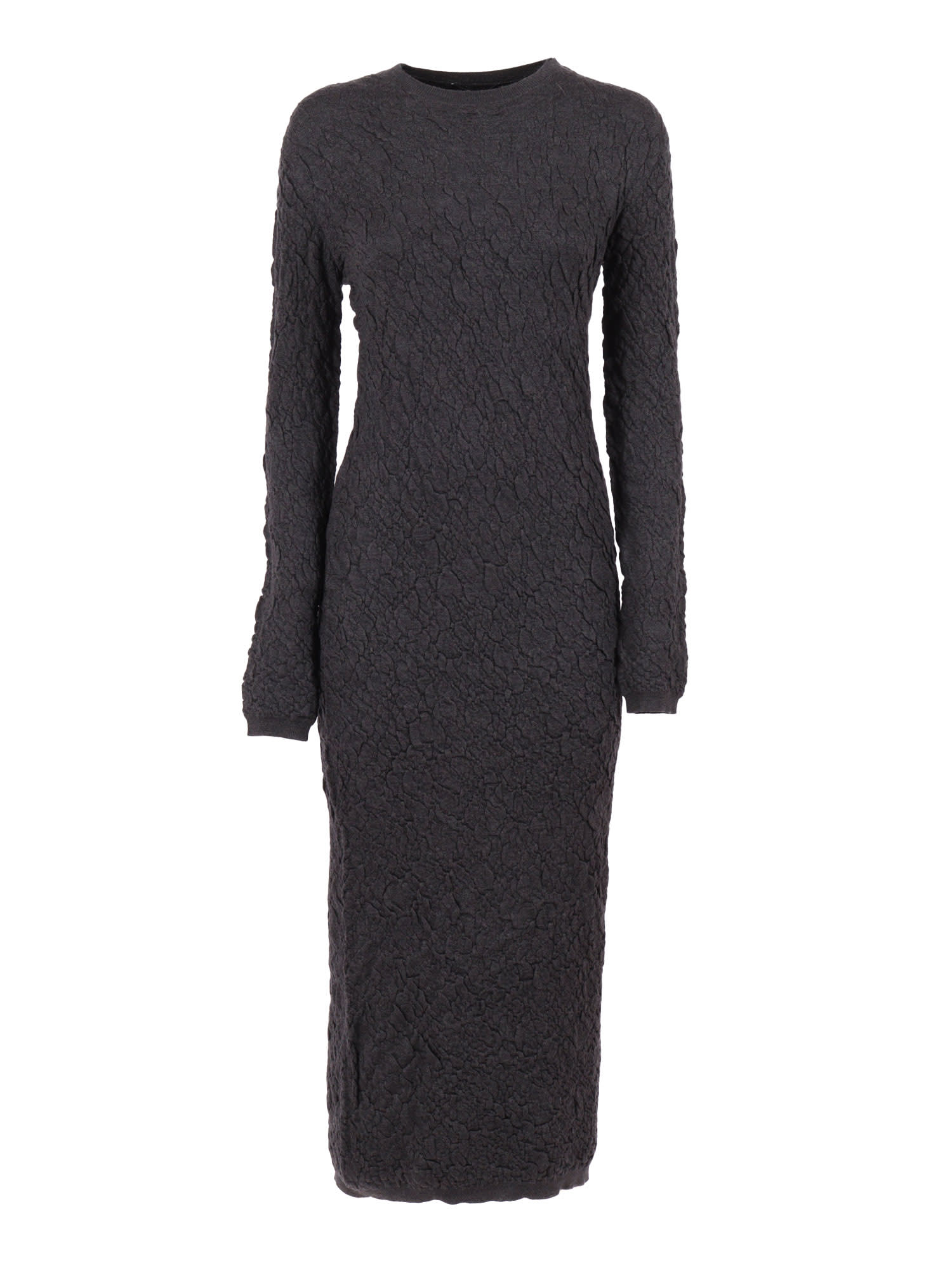 Fabiana Filippi Merino Wool Knit Dress With Embossed Effect In Blue