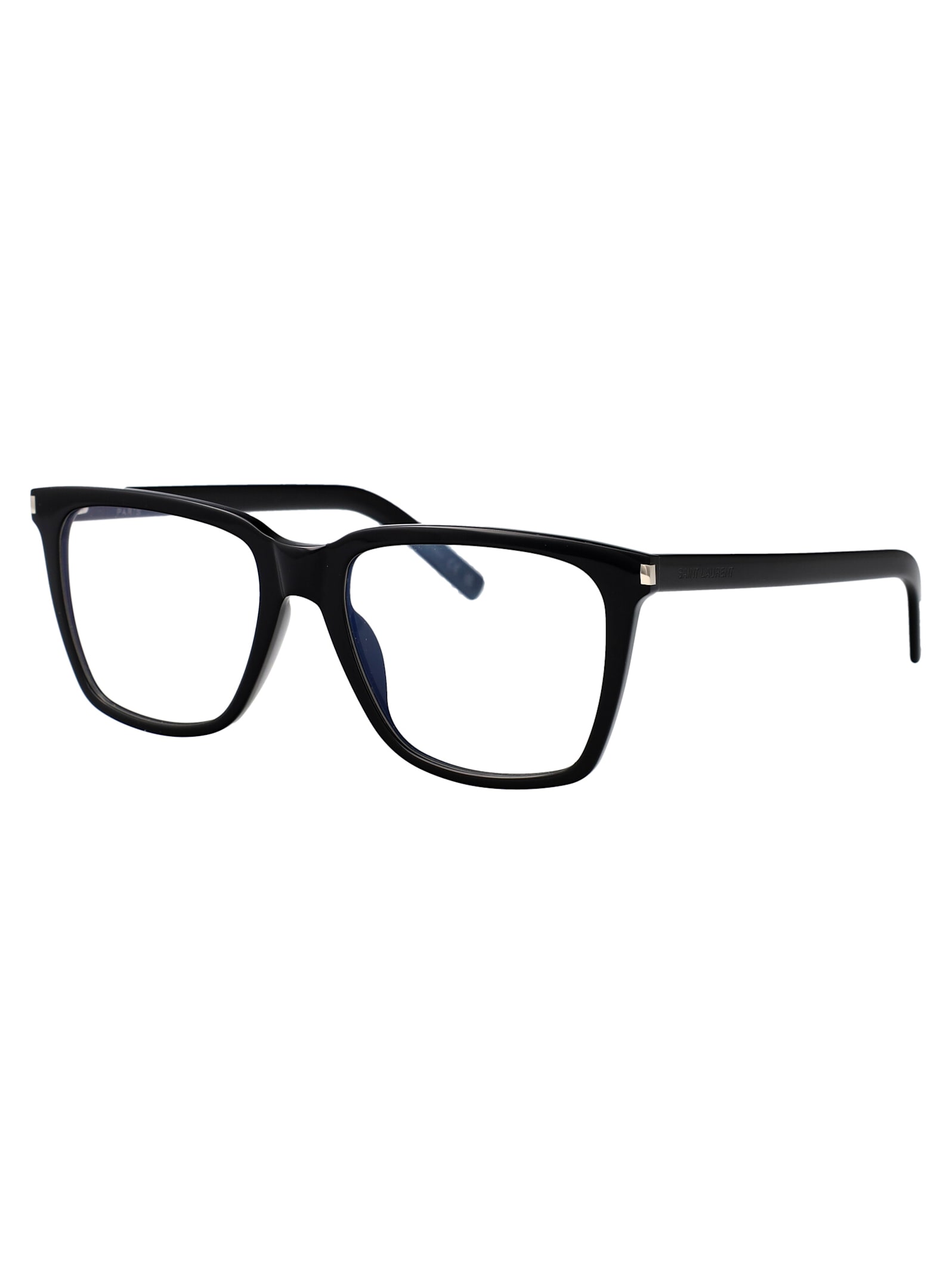 Saint Laurent Black-black-transparent Acetate Glasses In Multi