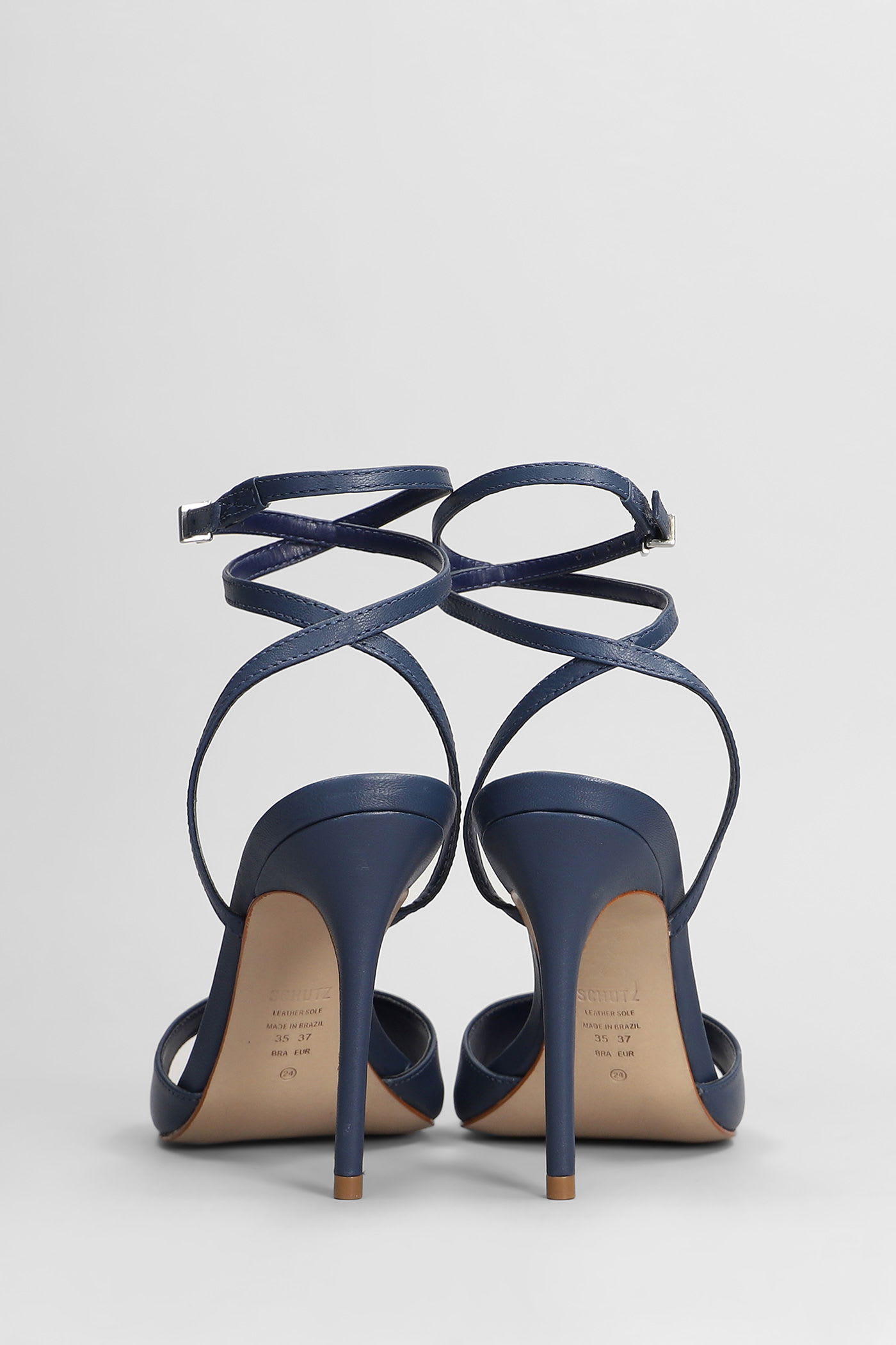 Shop Schutz Sandals In Blue Leather