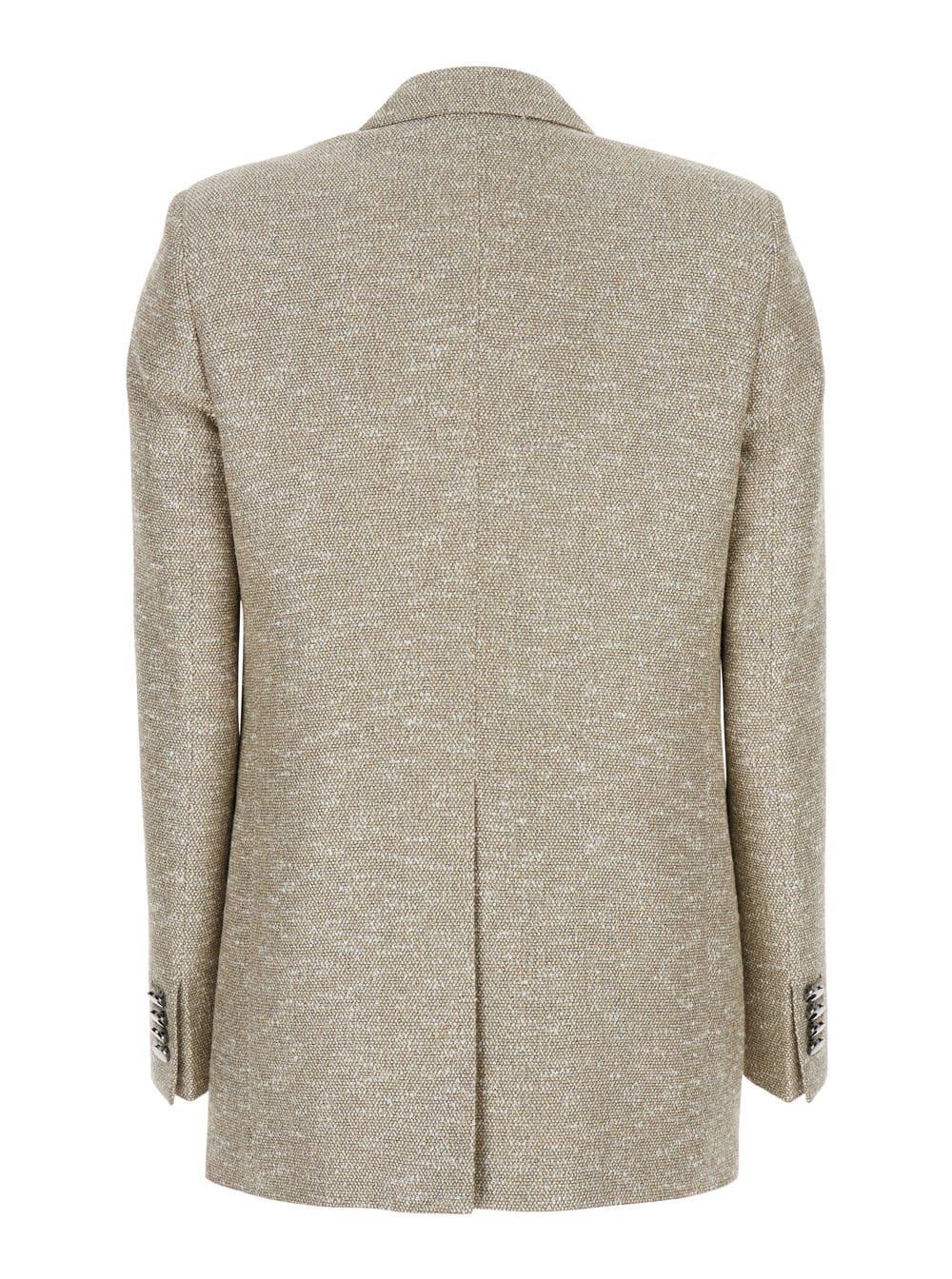TAGLIATORE BEIGE JACKET WITH POINTED LAPELS AND FRONT POCKETS IN LUREX TWEED OF VISCOSE AND LINEN BLEND WOMAN