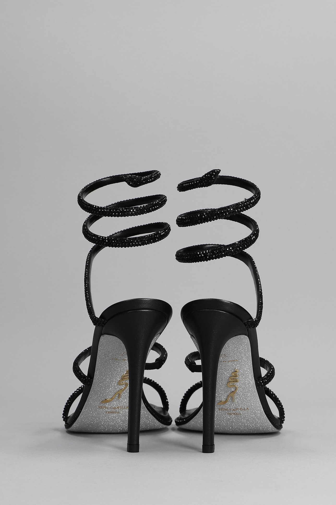Shop René Caovilla Cleo Sandals In Black Leather
