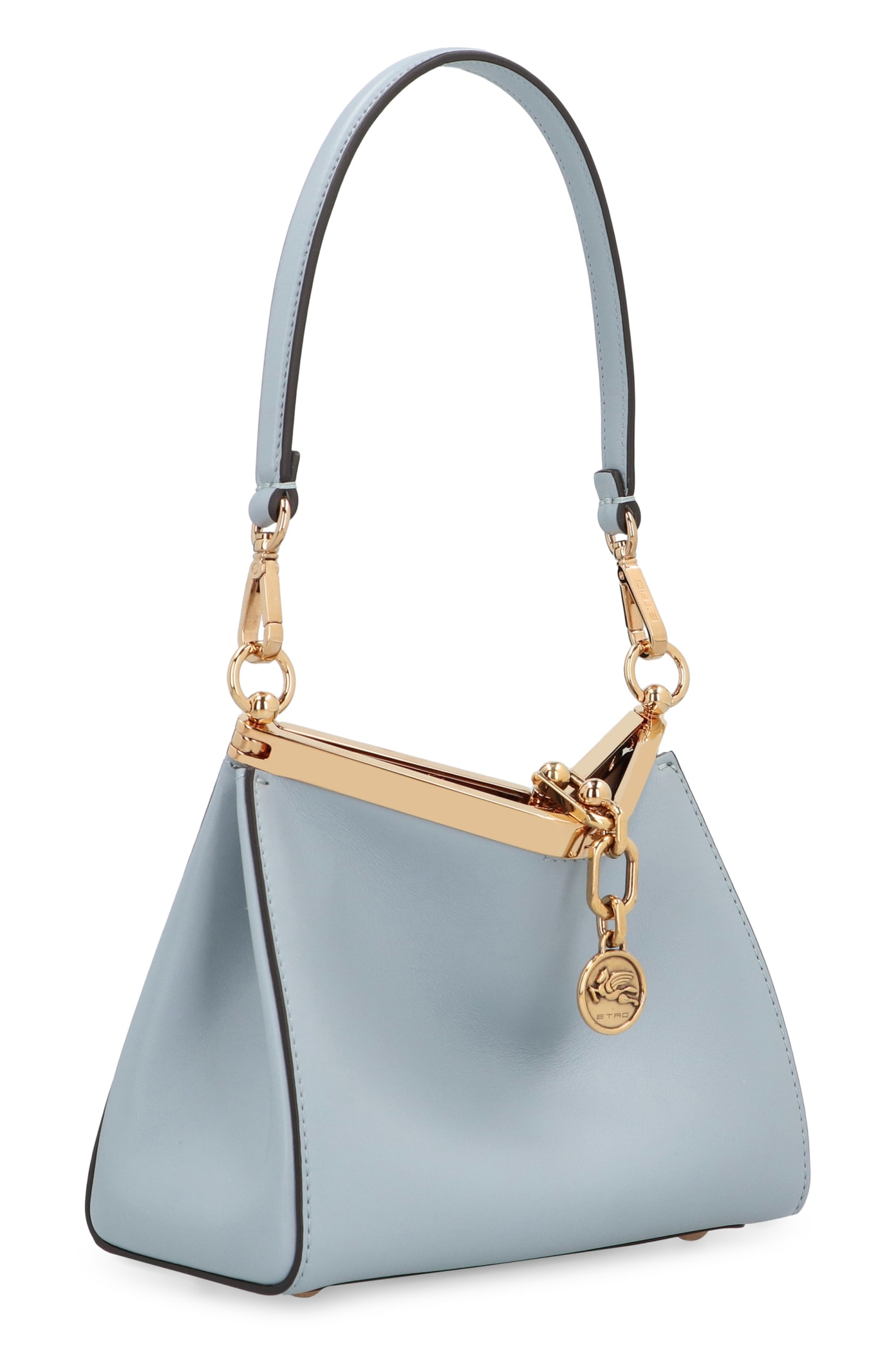 Shop Etro Vela Piccola Leather Shoulder Bag In Light Blue