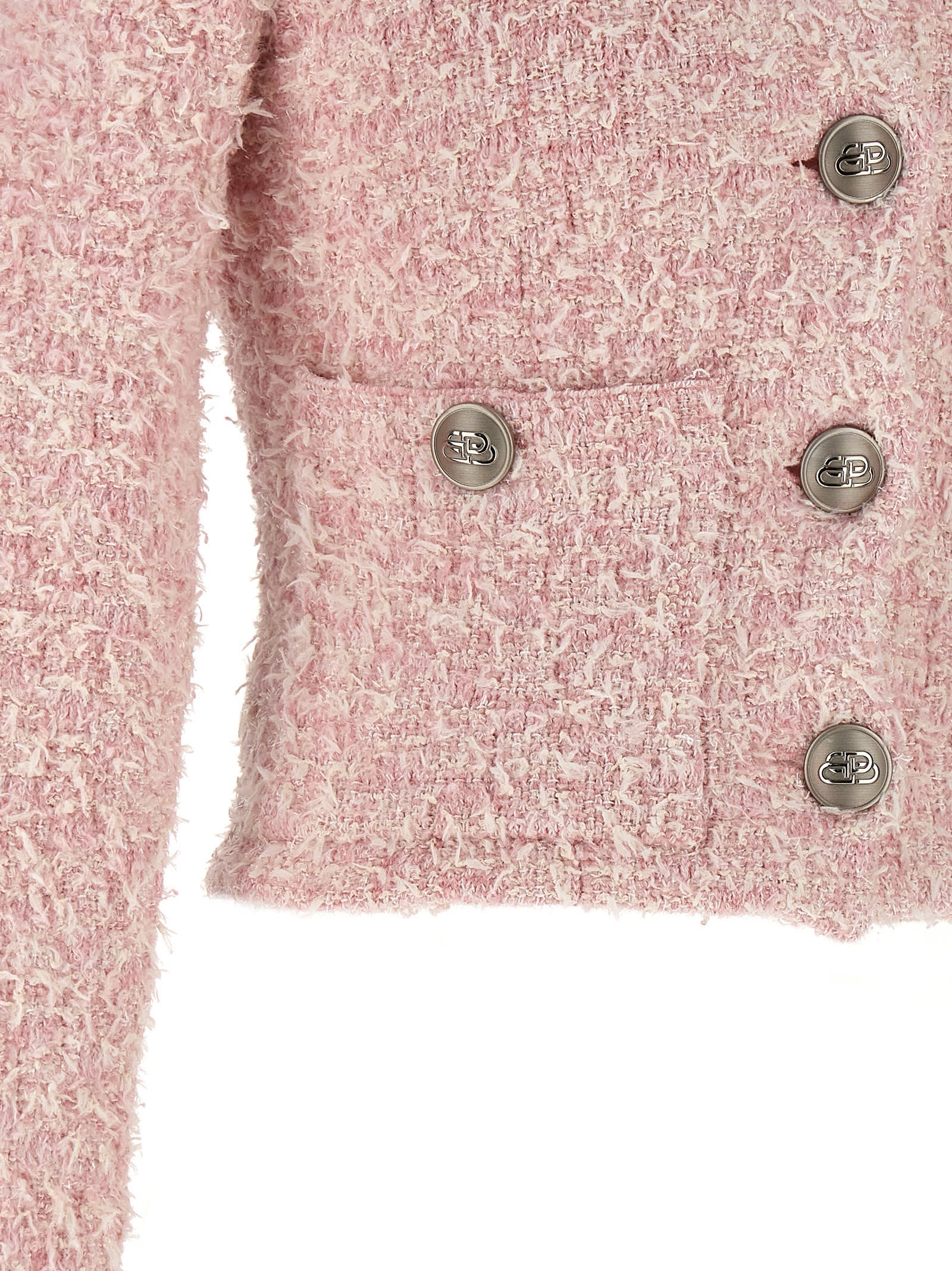 Shop Balenciaga Cropped Tweed Cardigan In Pink