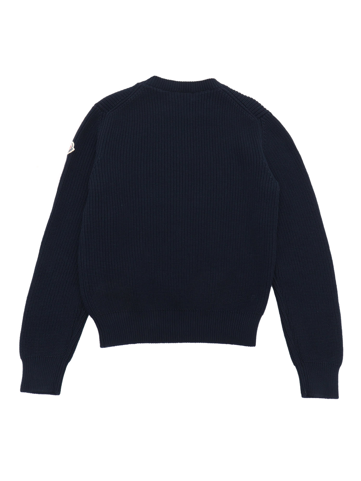 Shop Moncler Blue Ribbed Sweater