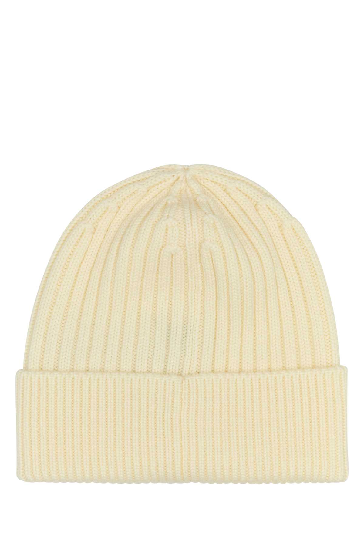 Shop Moncler Ivory Wool Beanie Hat In 034