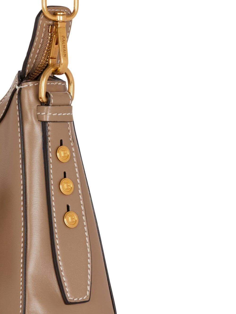 Shop Balmain B-buzz Hobo Bag In Ag Taupe