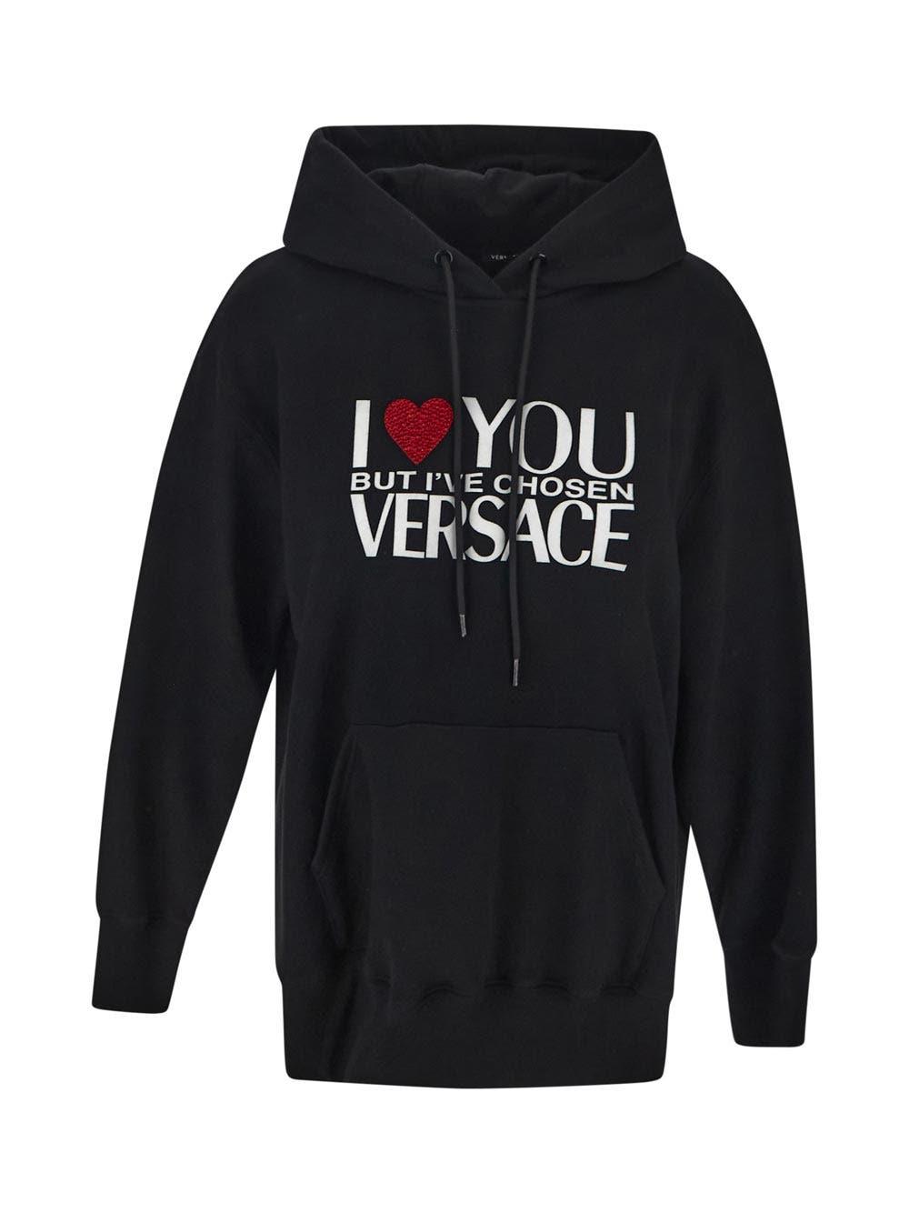 Shop Versace I Love You Black Hoodie