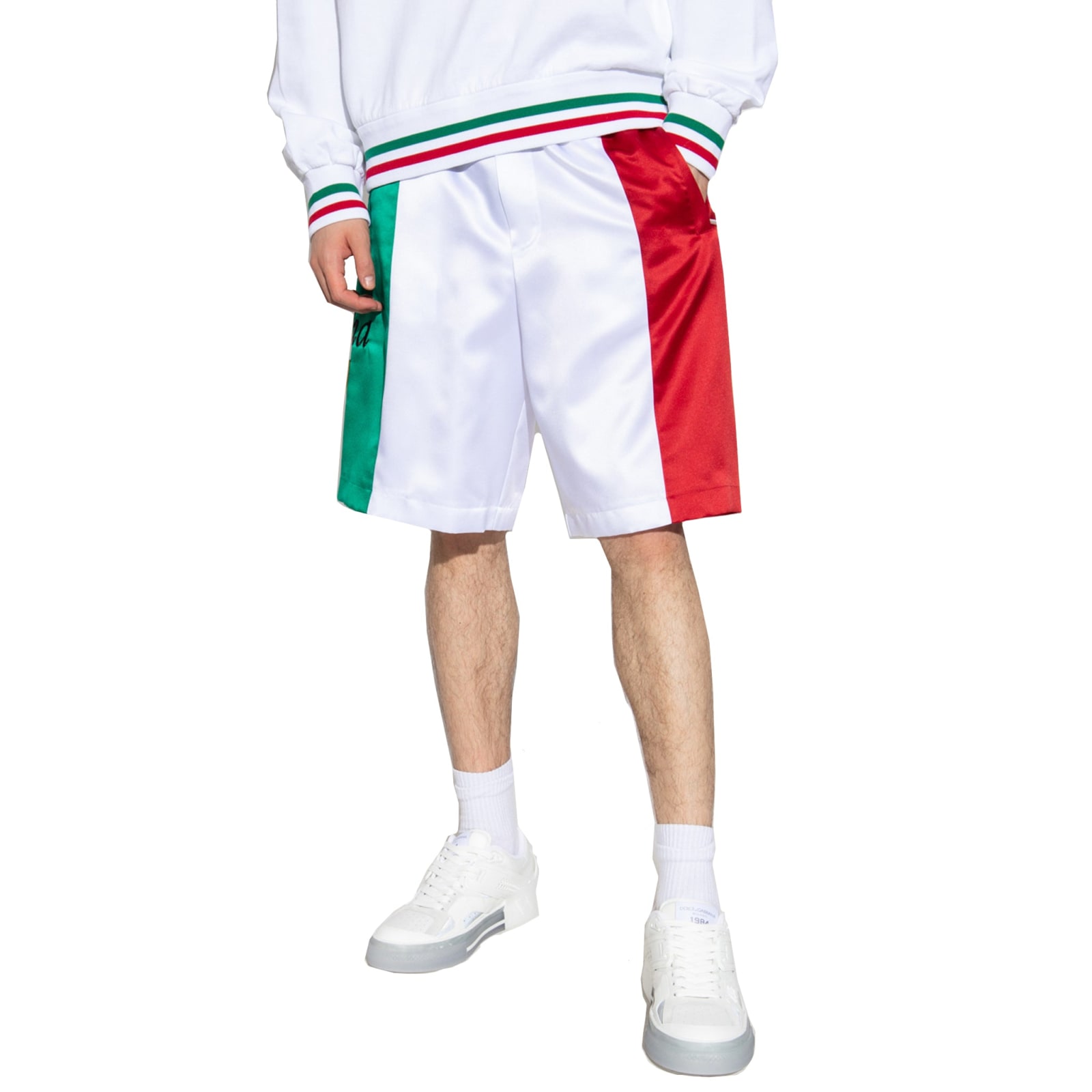 Shop Dolce & Gabbana Satin Shorts In White