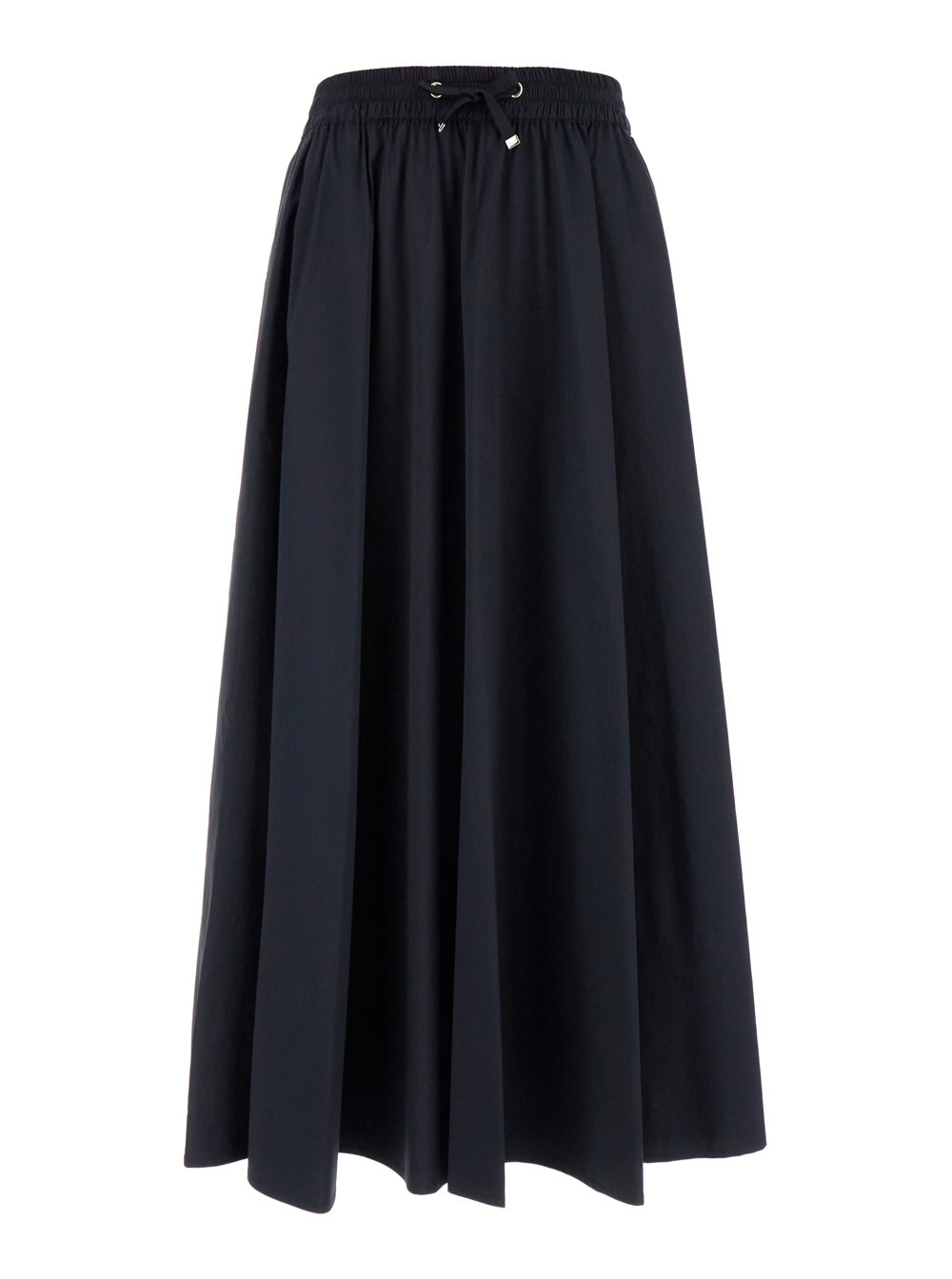 Herno Maxi Black Dress With Drawstring In Stretch Polyamide Woman