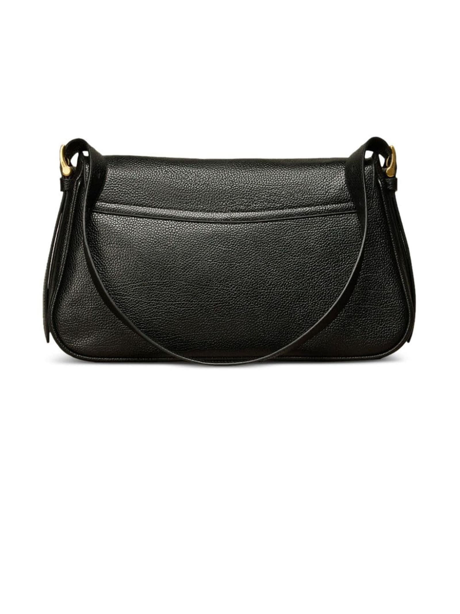 Shop Ami Alexandre Mattiussi Black Leather Paname Paname Shoulder Bag