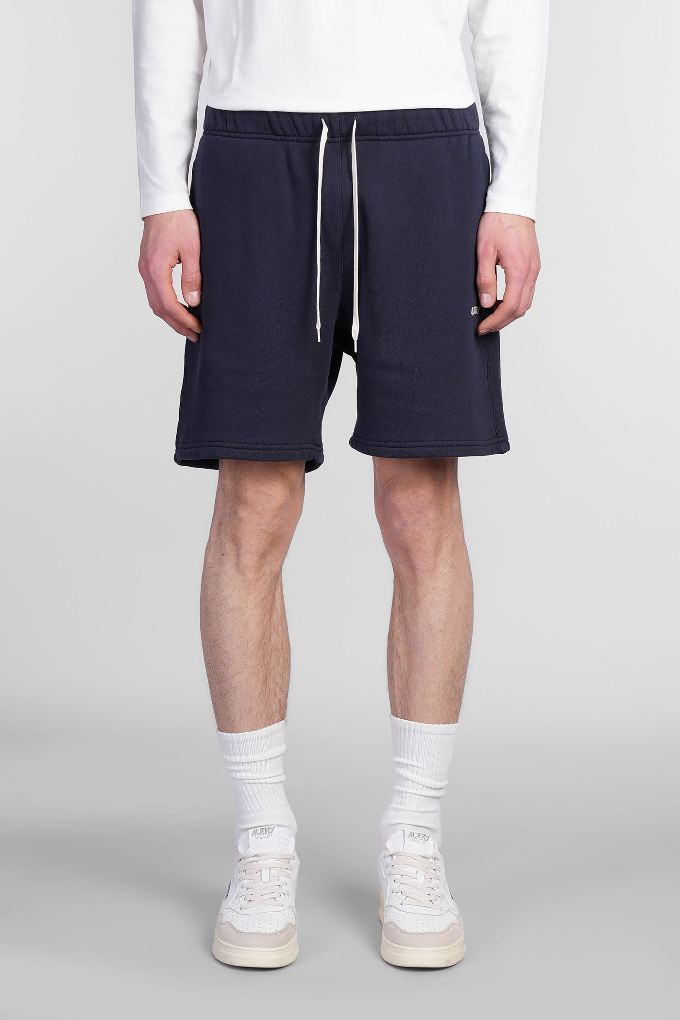 Shop Autry Shorts In Blue Cotton