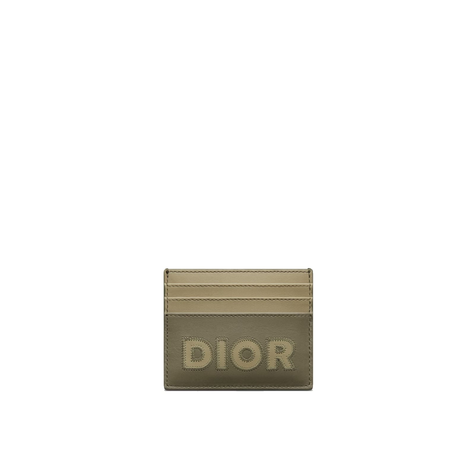 Dior Leather Card Holder In Green