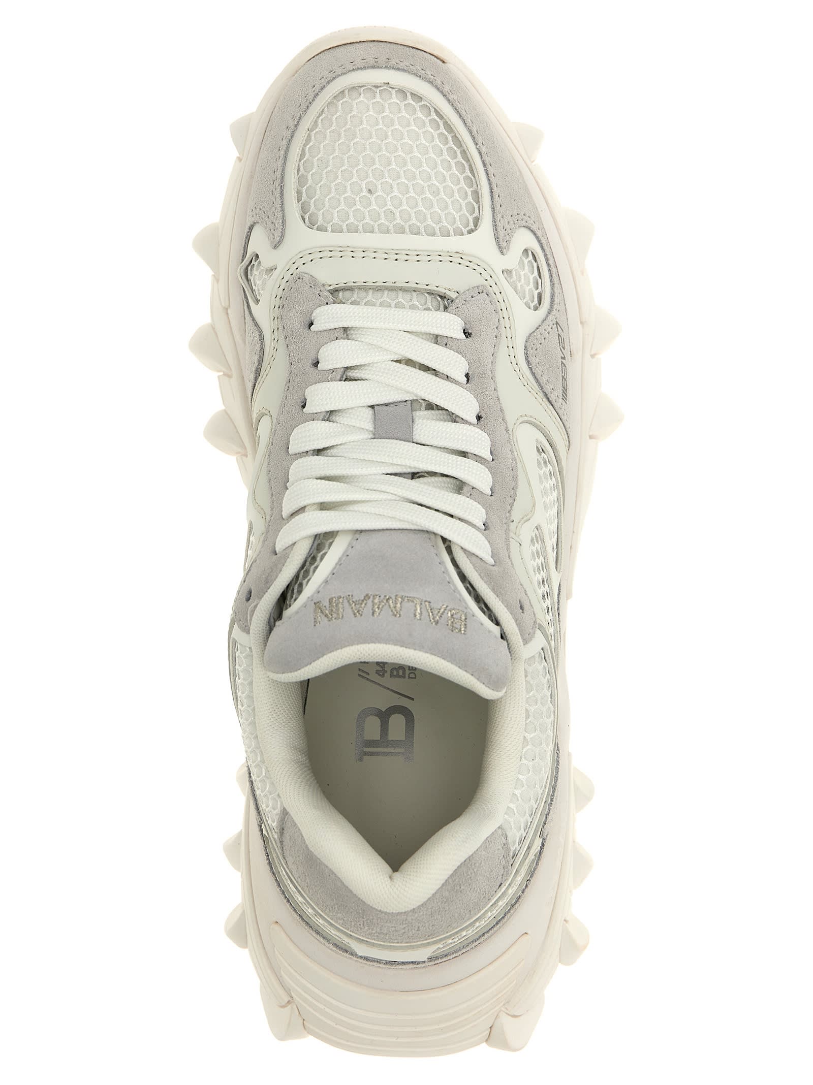 Balmain B-east Trainer In Leather, Suede And Mesh In White