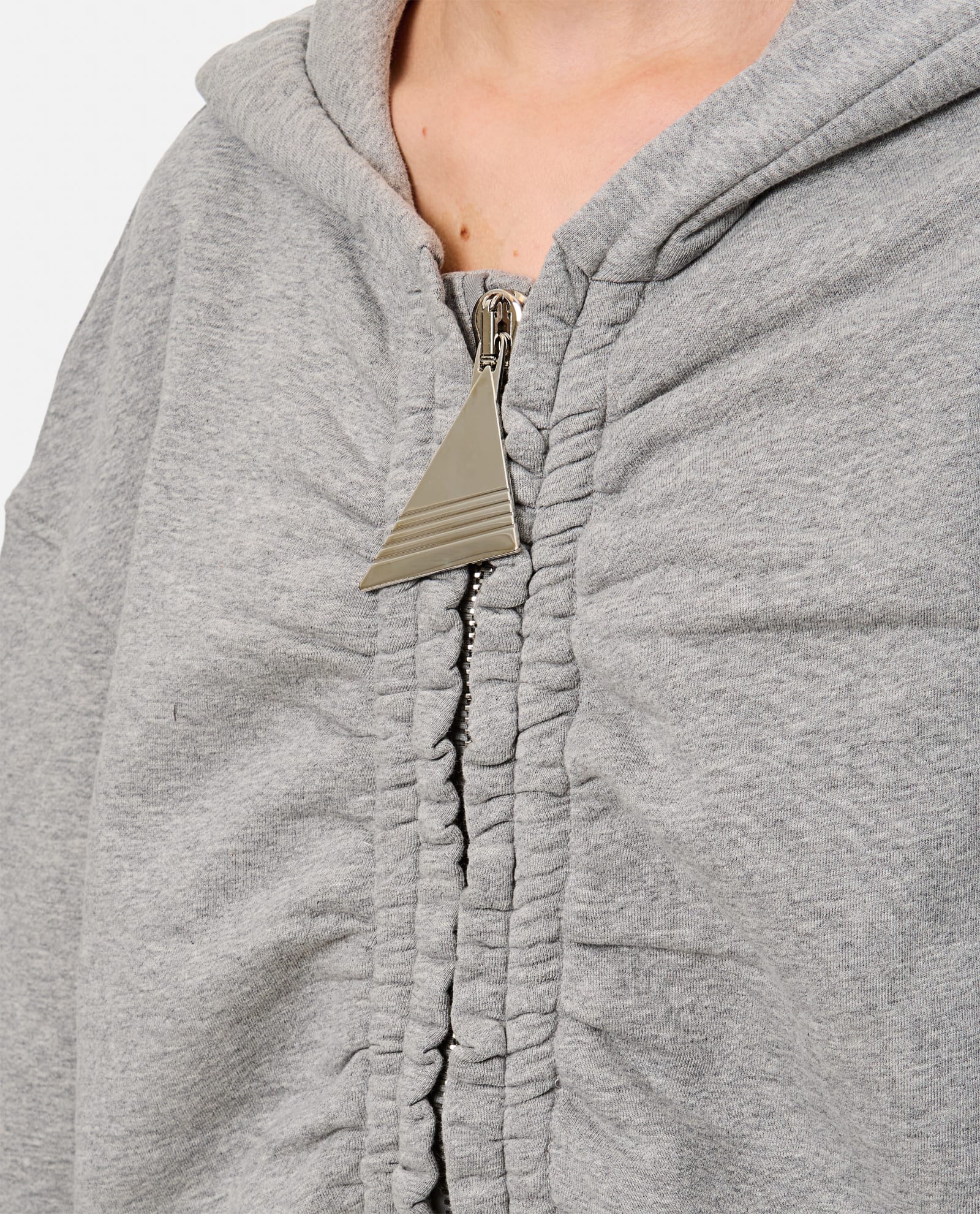 Shop Attico Zipped Oversize Hoodie In Grey