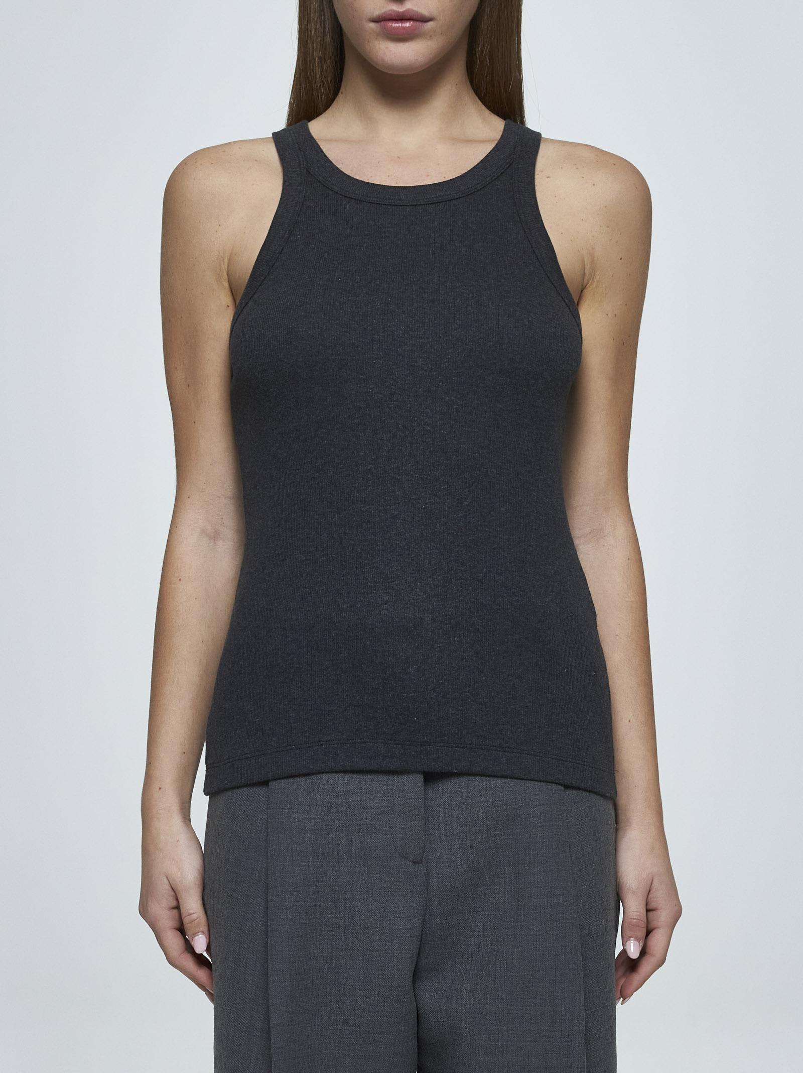 Totême Grey Ribbed Jersey Tank Top In Grey