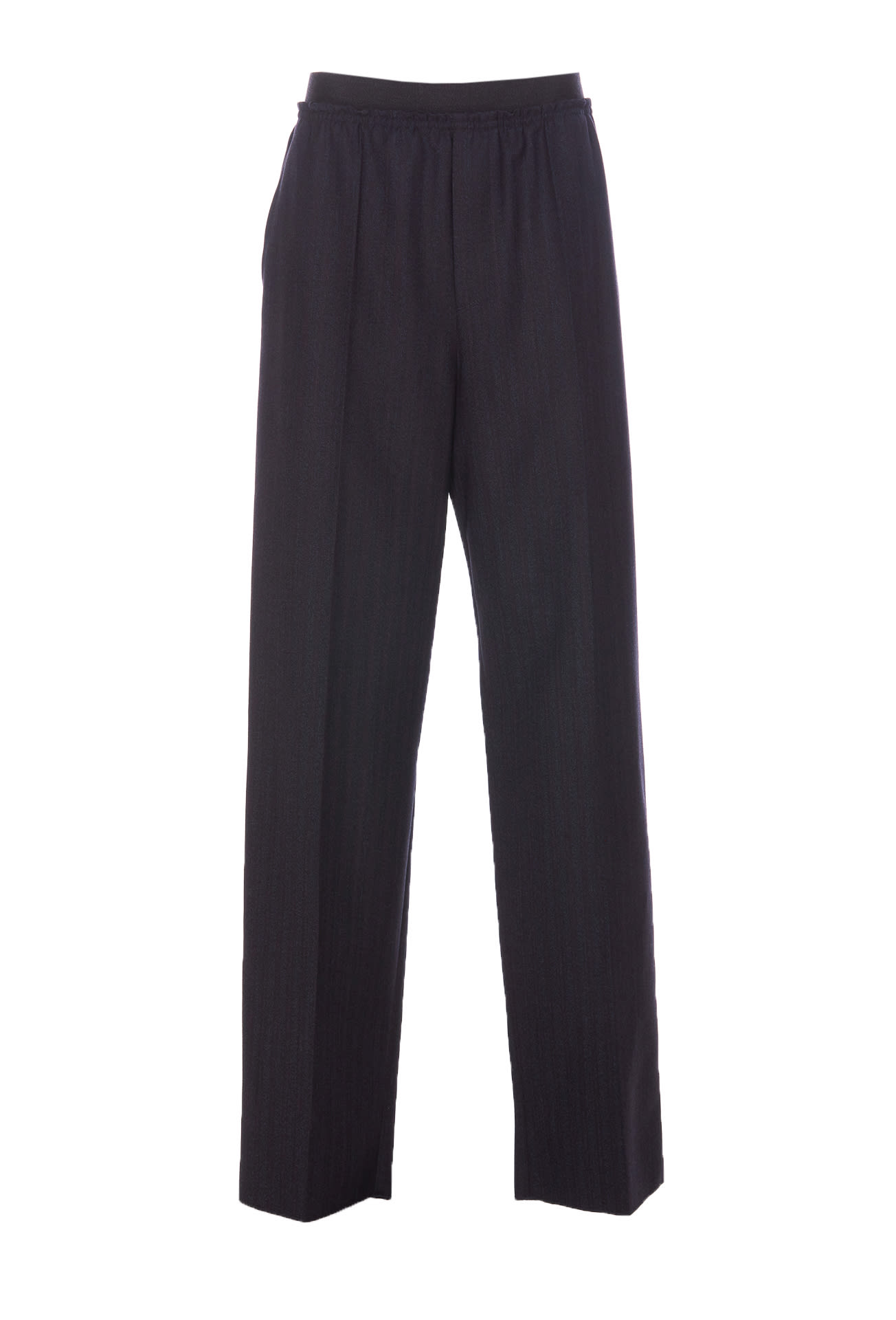 Shop Bottega Veneta Striped Wool Pants In Black