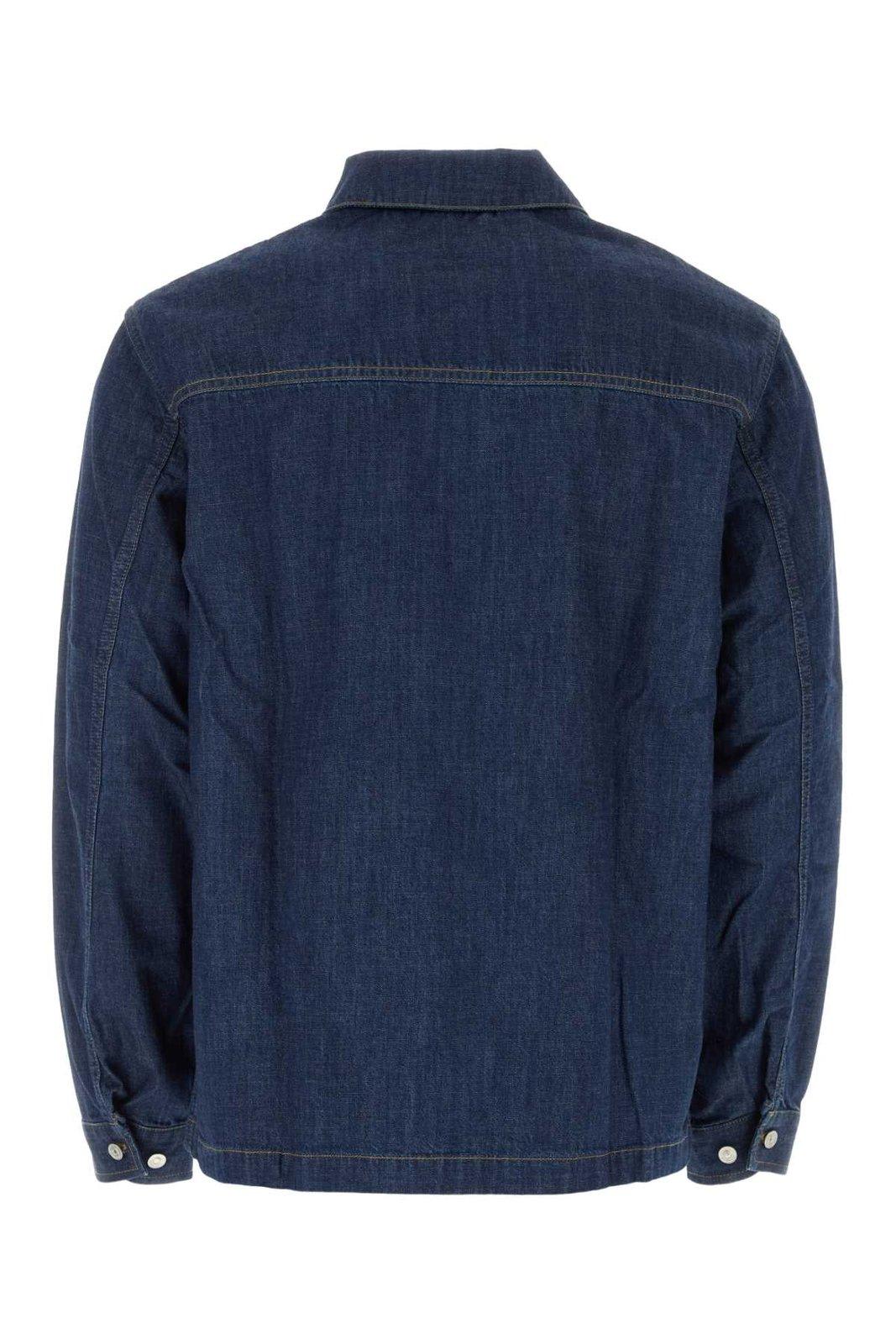Shop Givenchy Logo Patch Denim Shirt In Blue