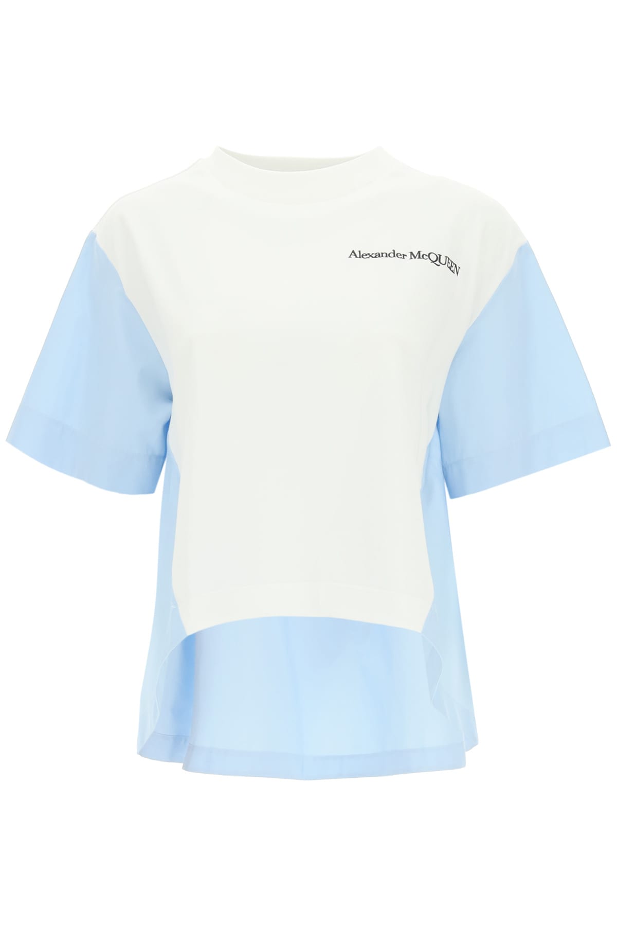 Alexander McQueen Two-tone T-shirt With Logo Embroidery