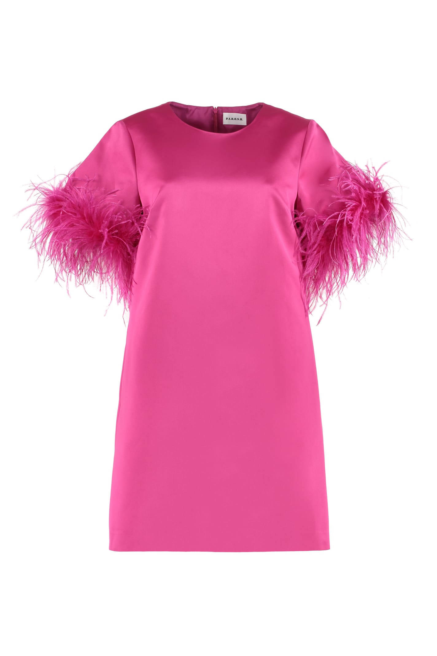 Shop P.a.r.o.s.h Feather Dress In Fuchsia