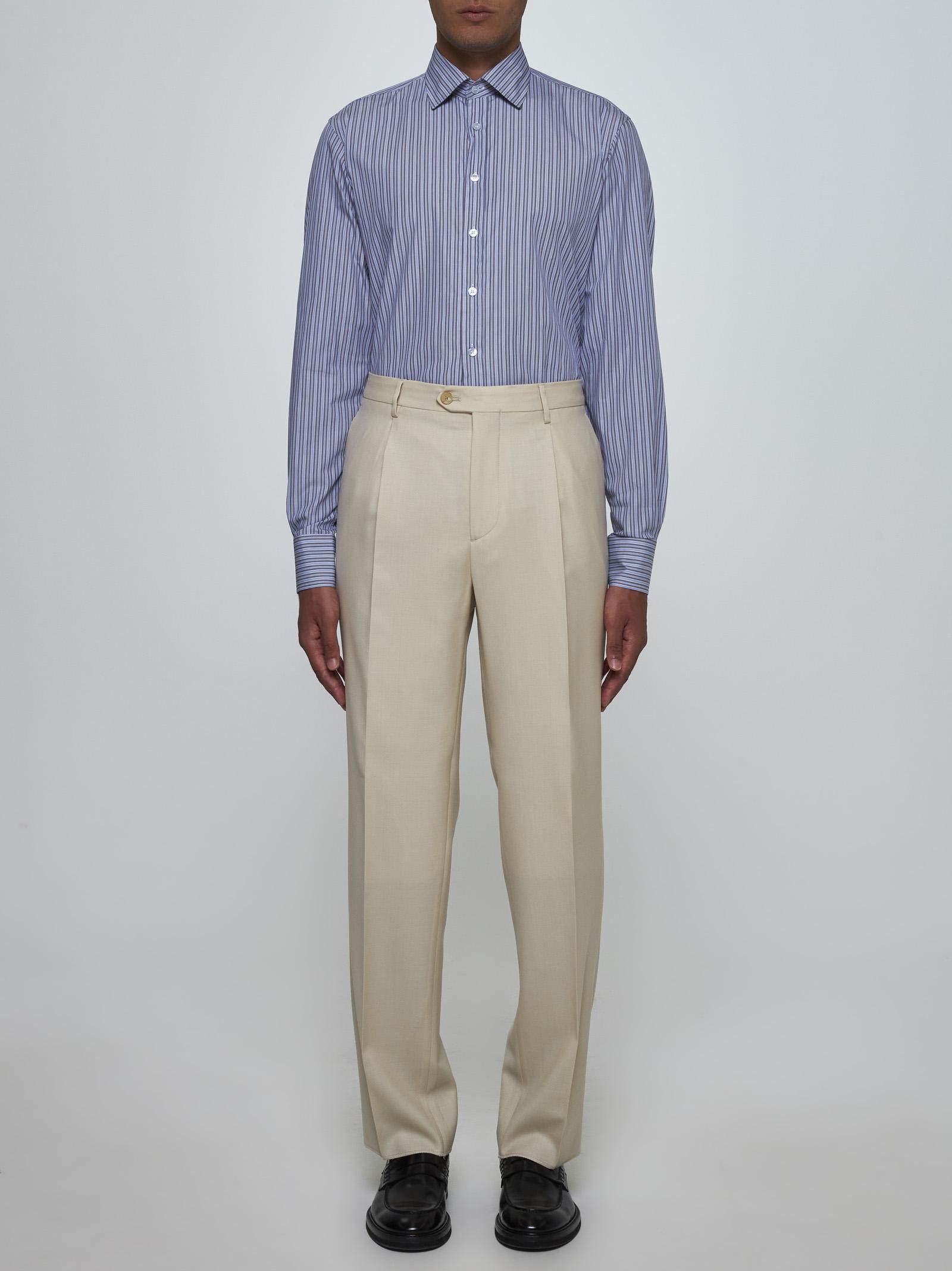 Shop Etro Striped Cotton Shirt In Blue