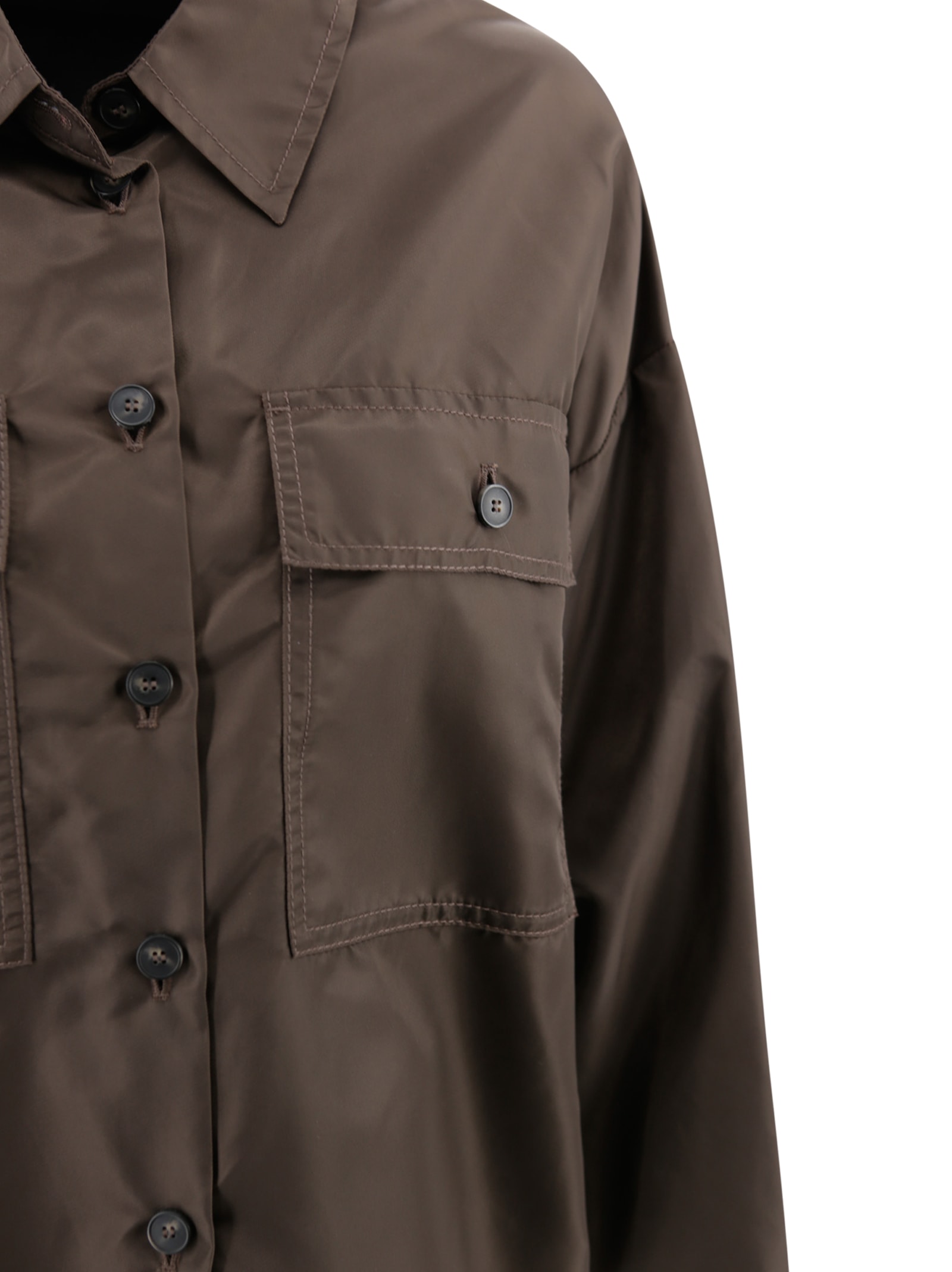 Weekend Max Mara Max Mara Weekend Short Waterproof Twill Jacket In Brown