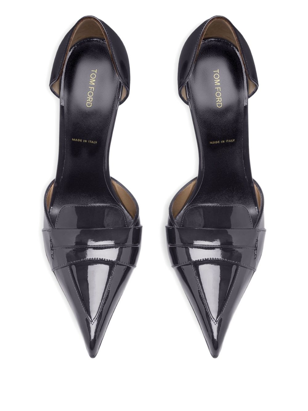 Tom Ford Glossy Pointed Toe Patent Leather Pumps In Black