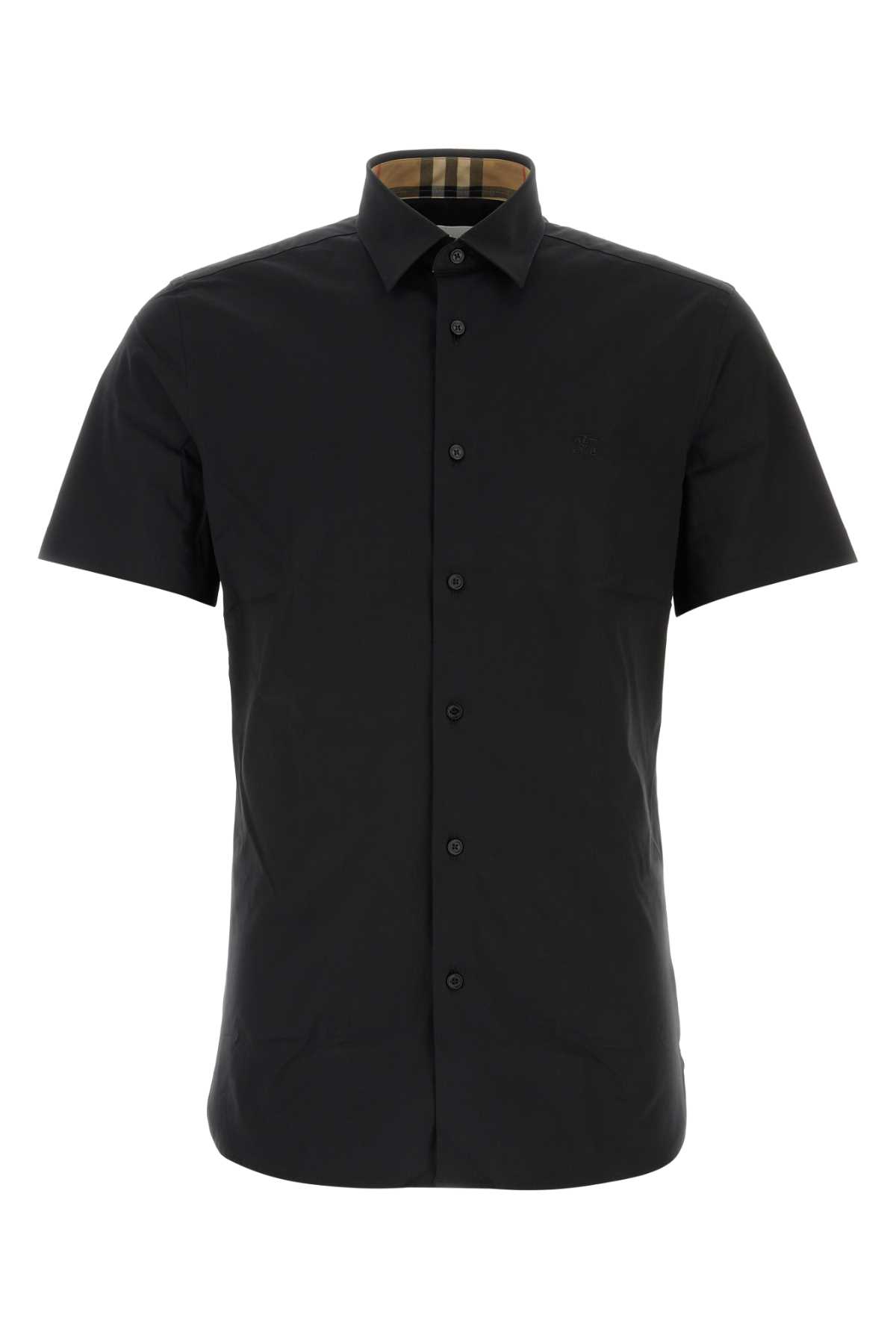 Shop Burberry Black Stretch Poplin Shirt