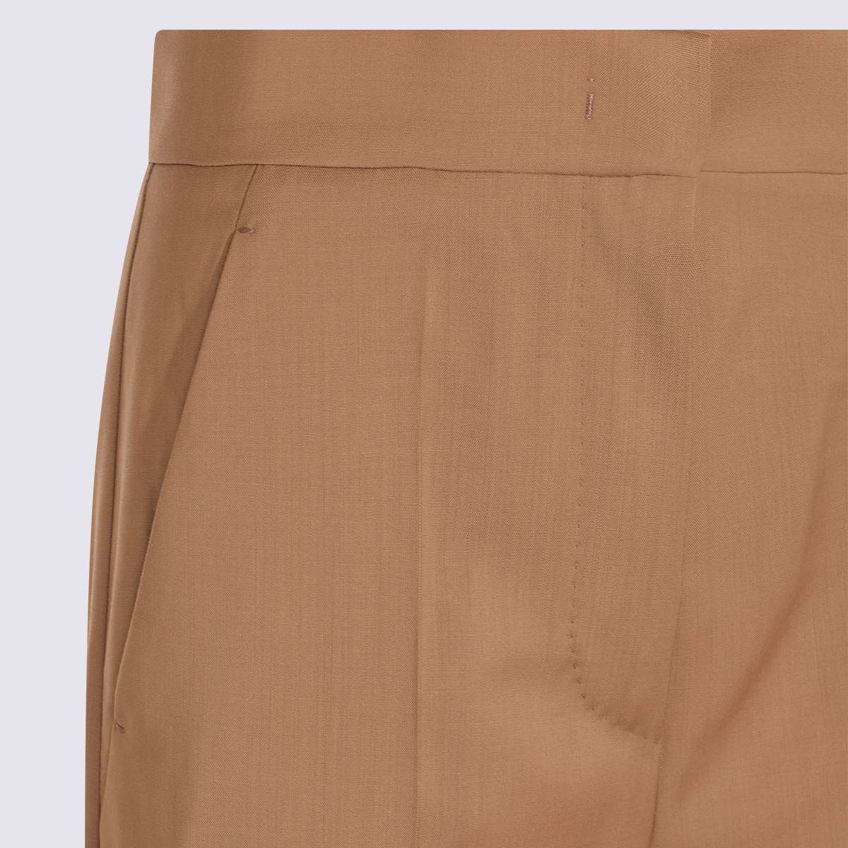 Max Mara Wool High Waist Wide-leg Trousers In Brown