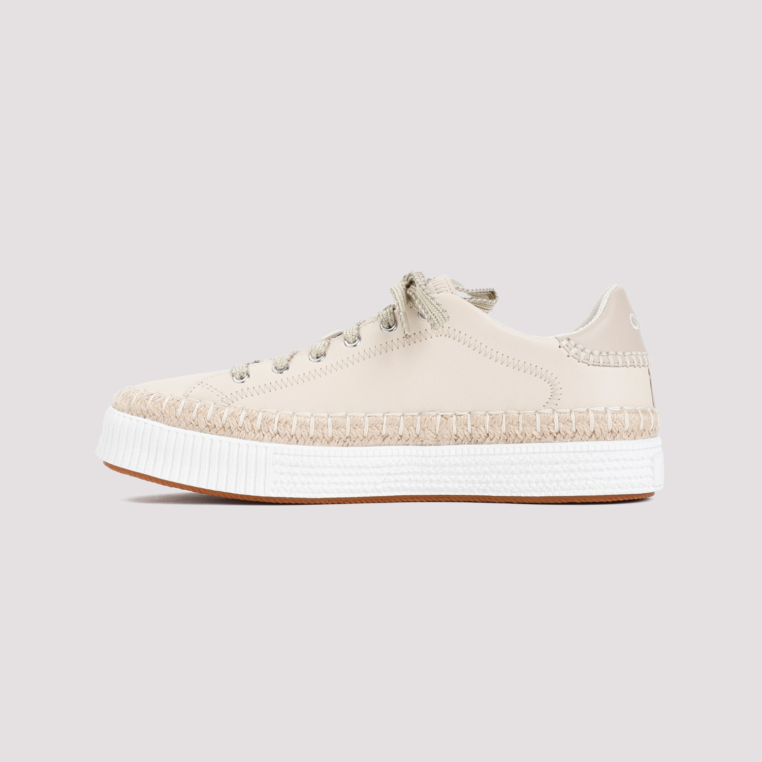 Shop Chloé Telma Leather Sneakers In Pearl