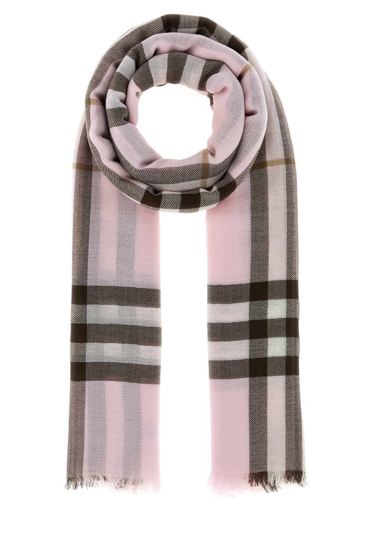 Burberry Embroidered Wool Scarf In Pink