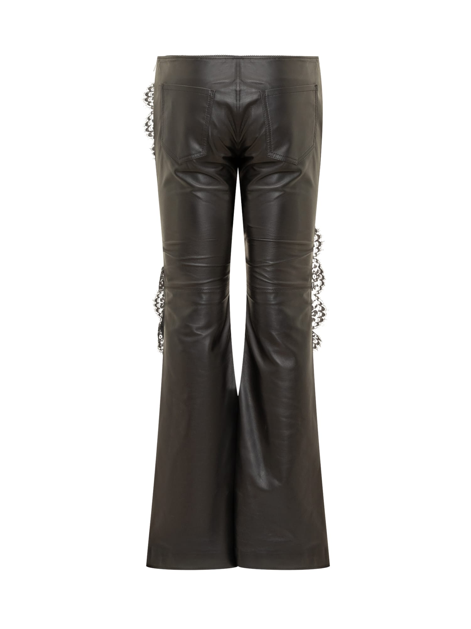 Off-white Lace-trim Straight Leg Trousers In Black