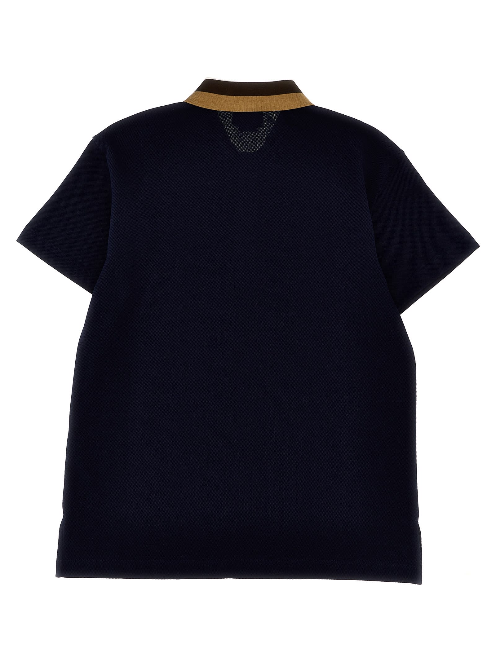 Shop Fendi Logo Collar Polo Shirt In Black