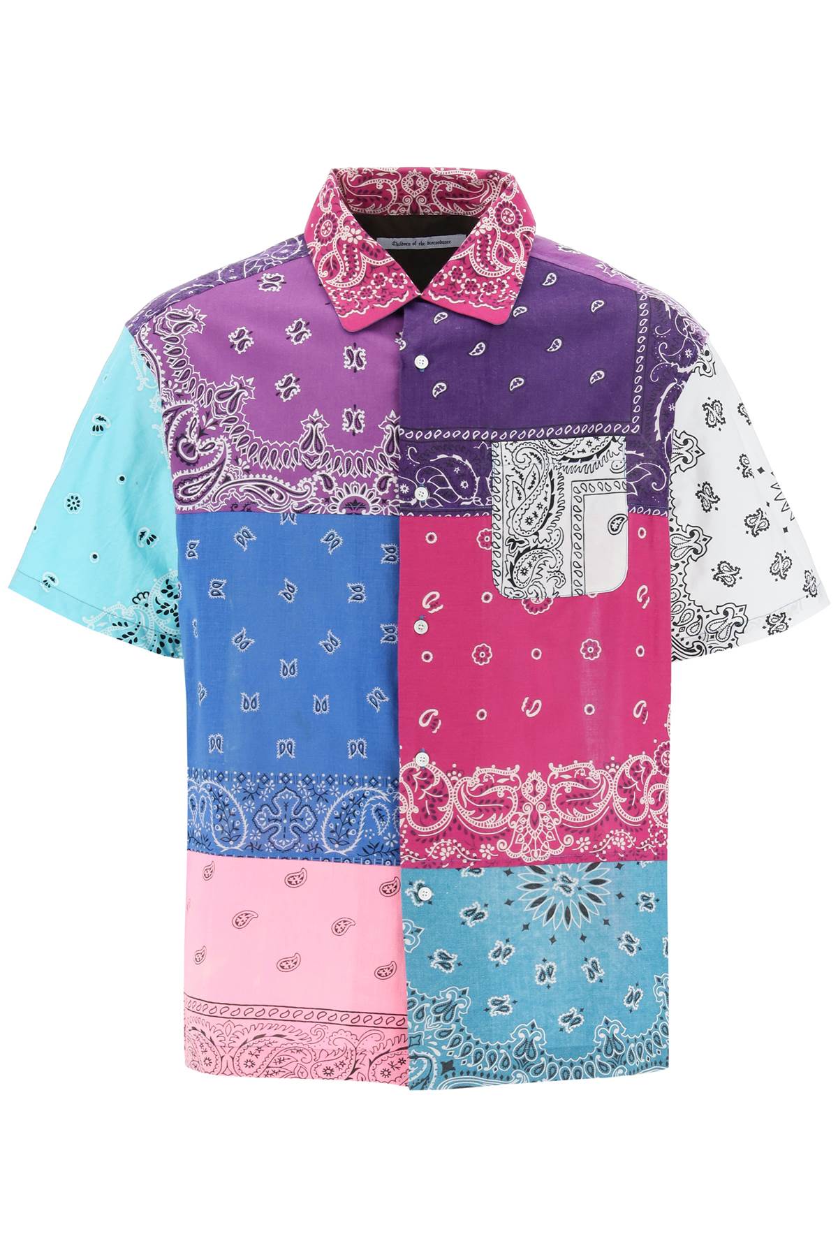 Shop Children Of The Discordance Short-sleeved Patchwork Shirt With Bandana Prints In Mix