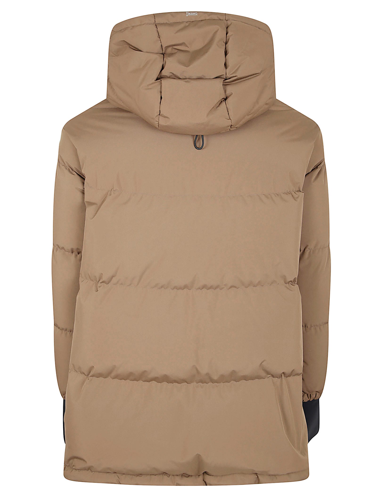 Herno Padded Down Coat With High Collar And Hood In Brown
