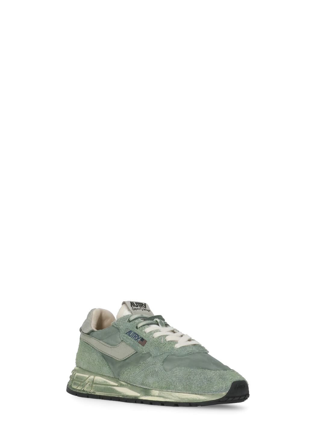 Autry Reelwind Metallic-panel Suede Sneakers In Green