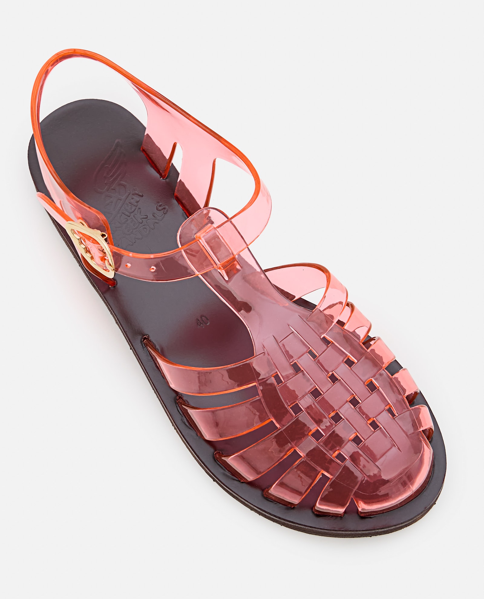 Ancient Greek Sandals Homeria Transparent Jelly Fisherman Sandals In Pink