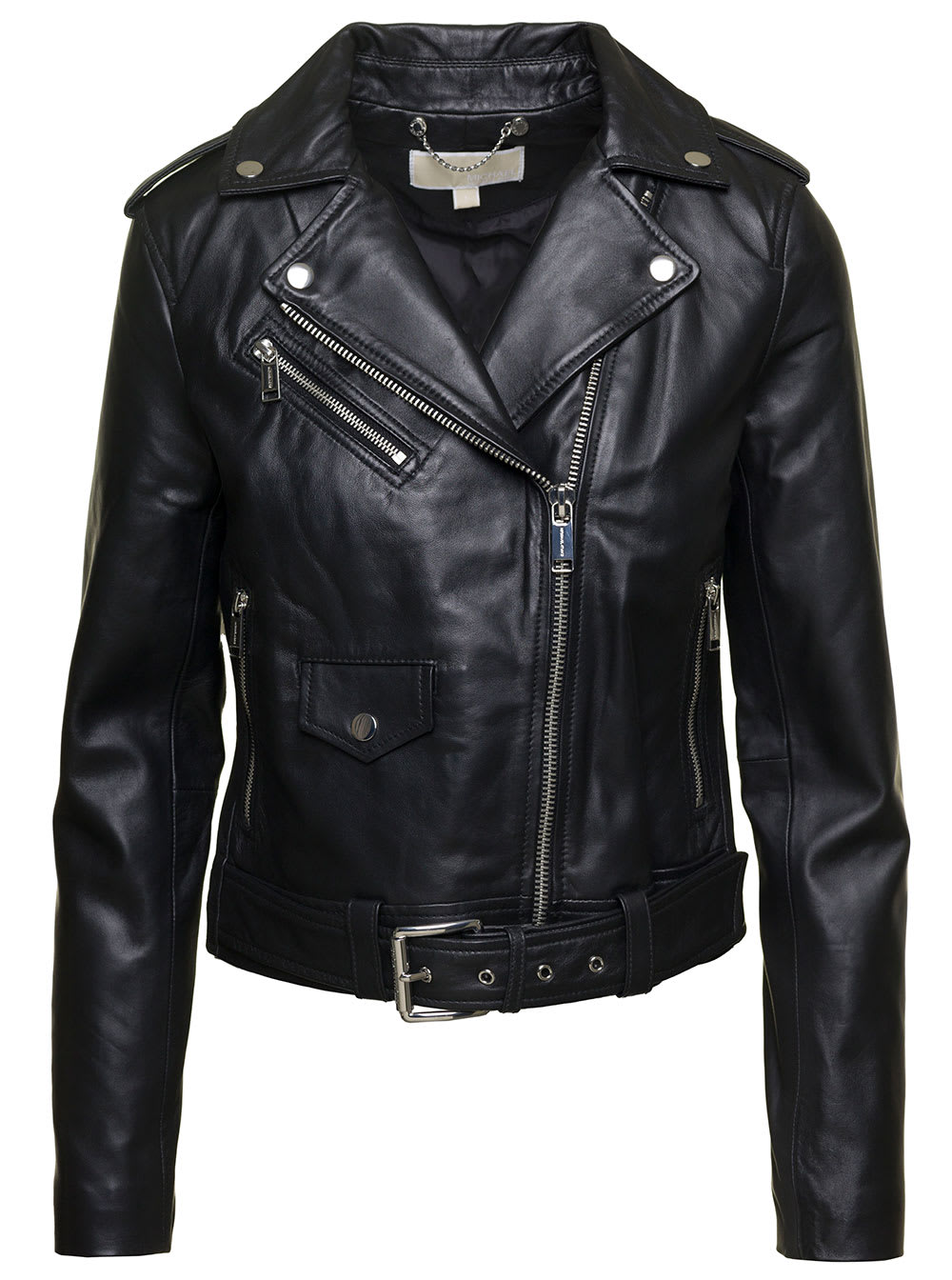 M Michael Kors Womans Black Leather Biker Jacket