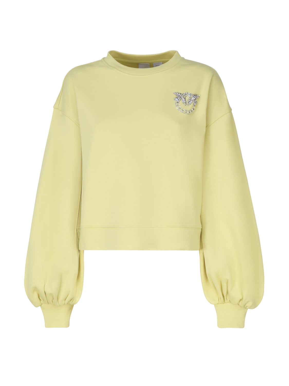 Shop Pinko Love Birds Embroidery Boxy Sweatshirt In Yellow