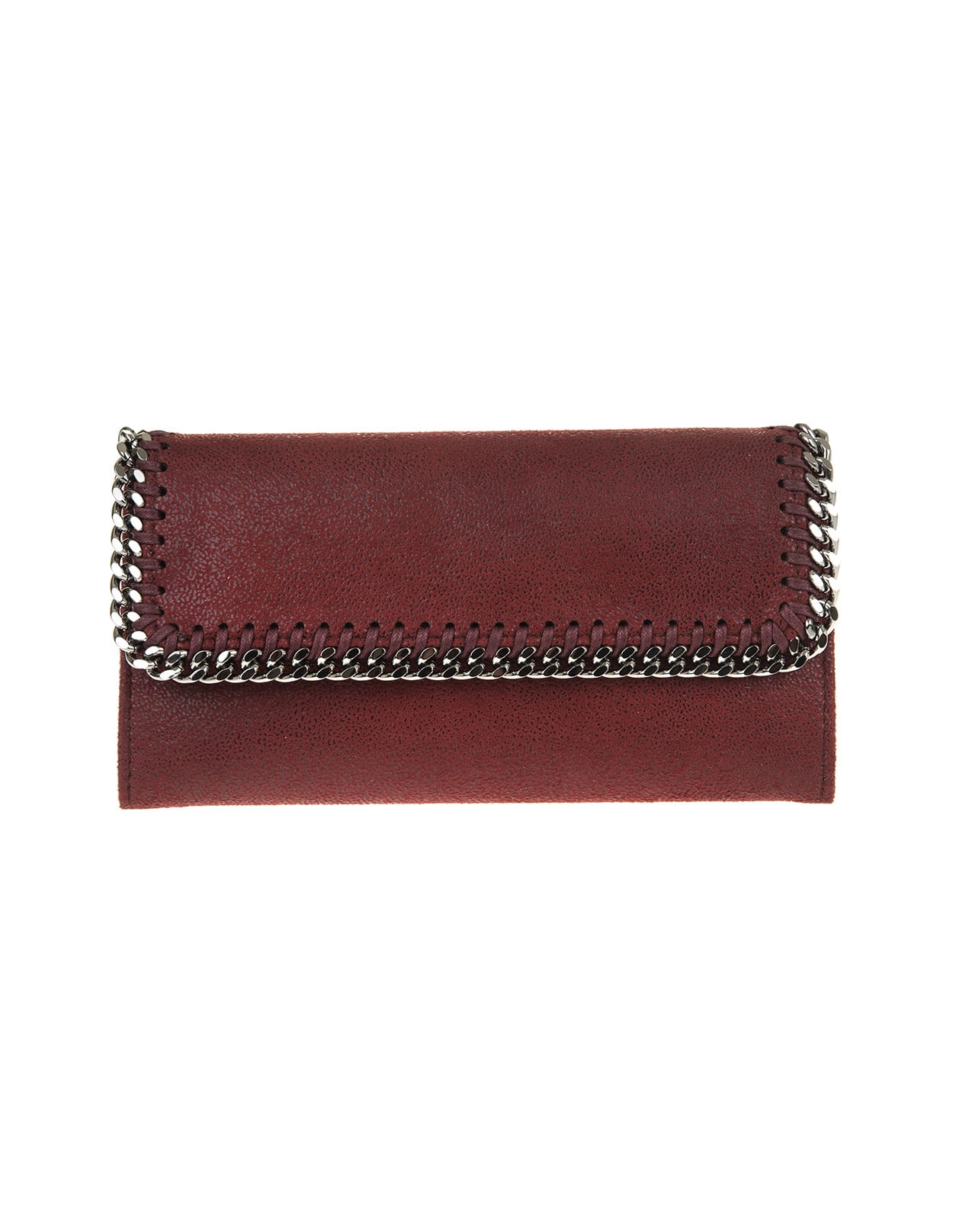 Stella McCartney Wine Red And Silver Continental Falabella Wallet