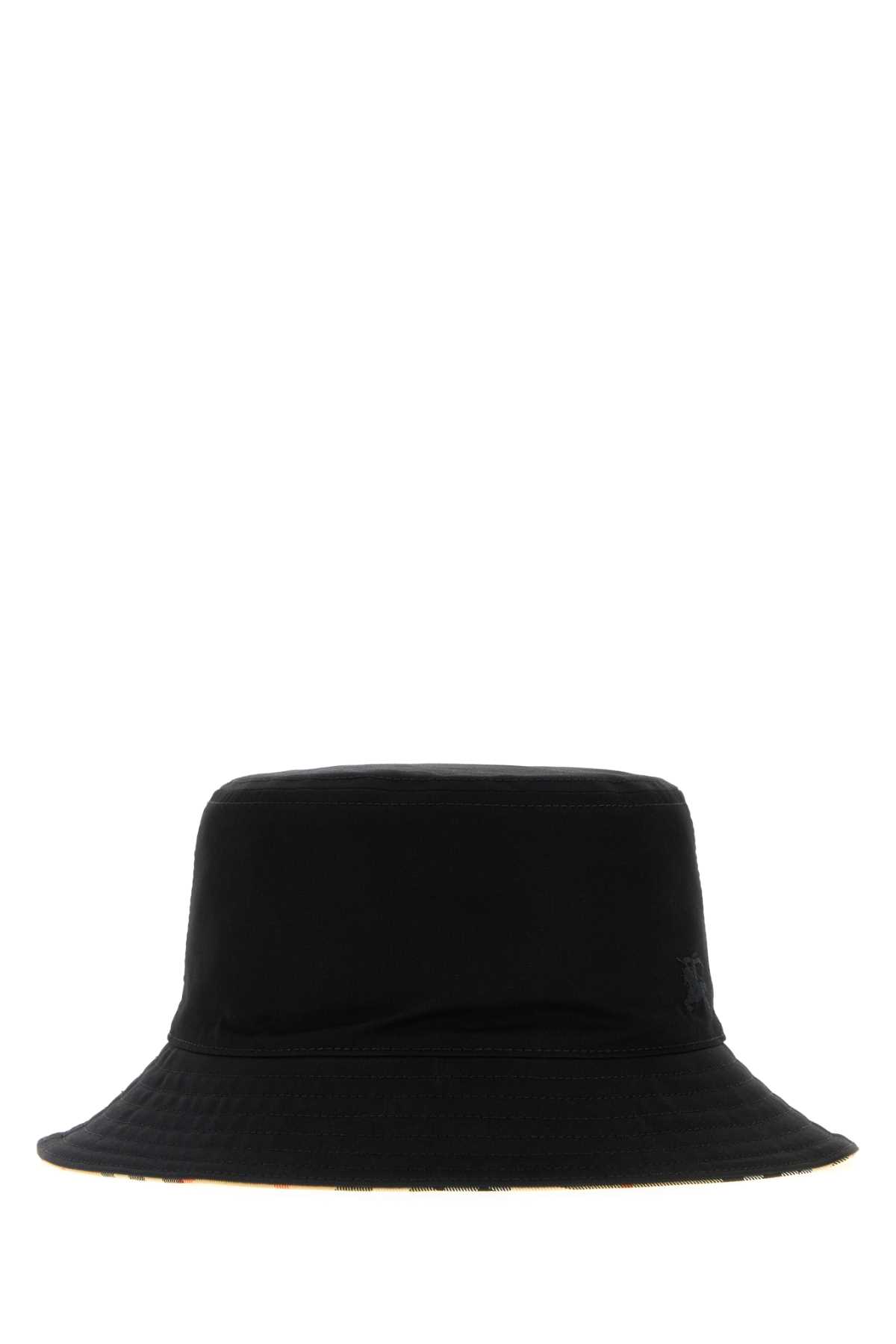 Burberry Reversible Gabardine Bucket Hat In Black