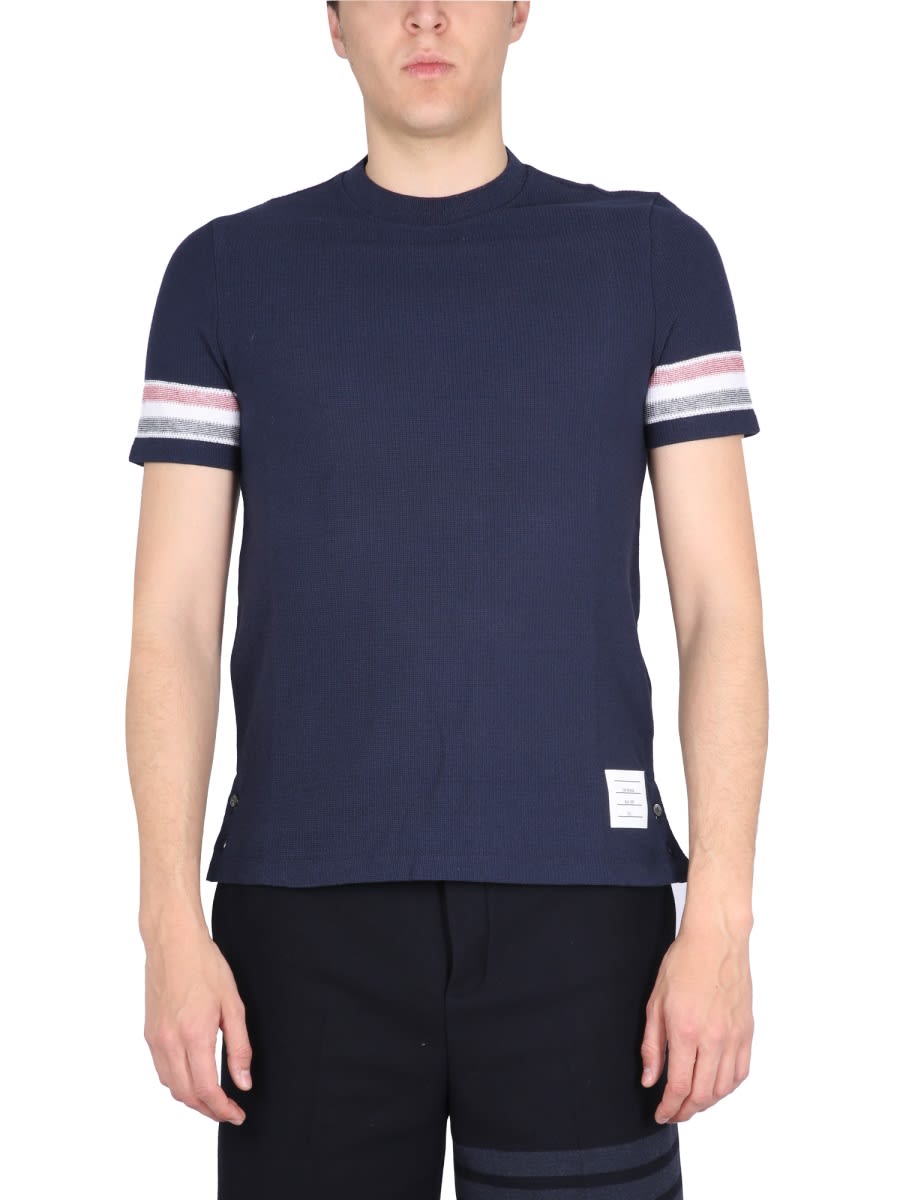 Thom Browne Striped Crewneck T-shirt In Blue