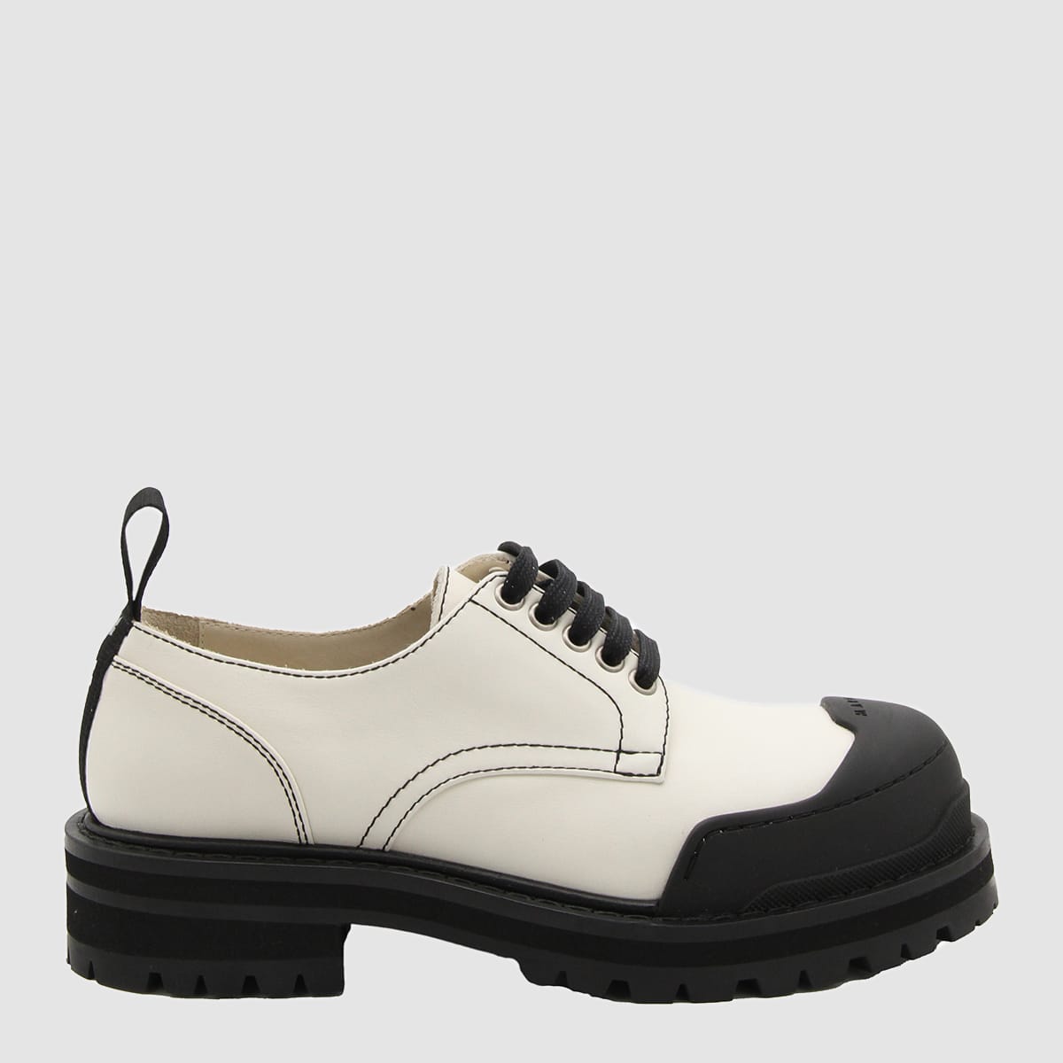 White Leather Dada Army Derby Shoes