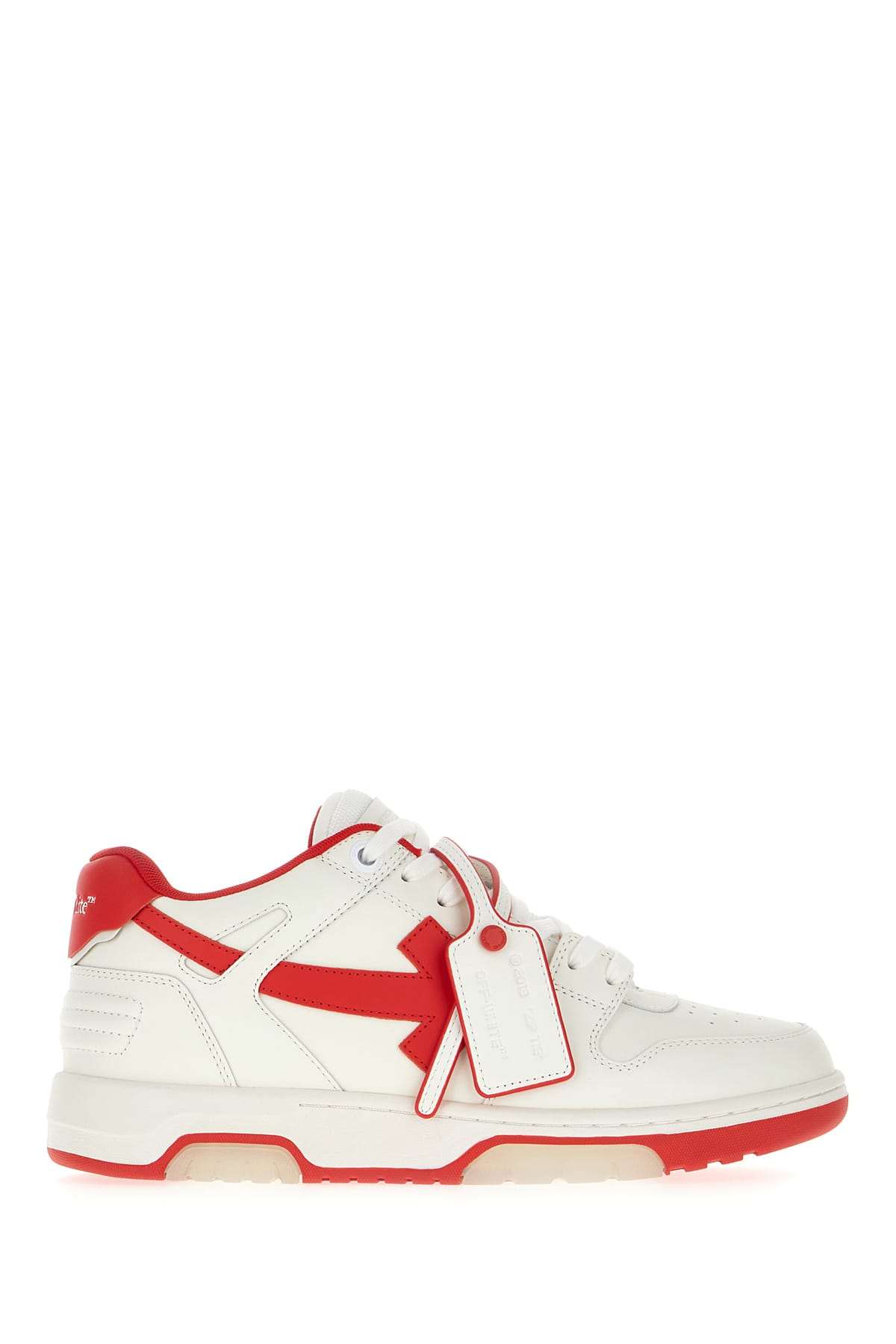 Shop Off-white Two-tone Leather And Polyester Out Off Office Sneakers In White Red