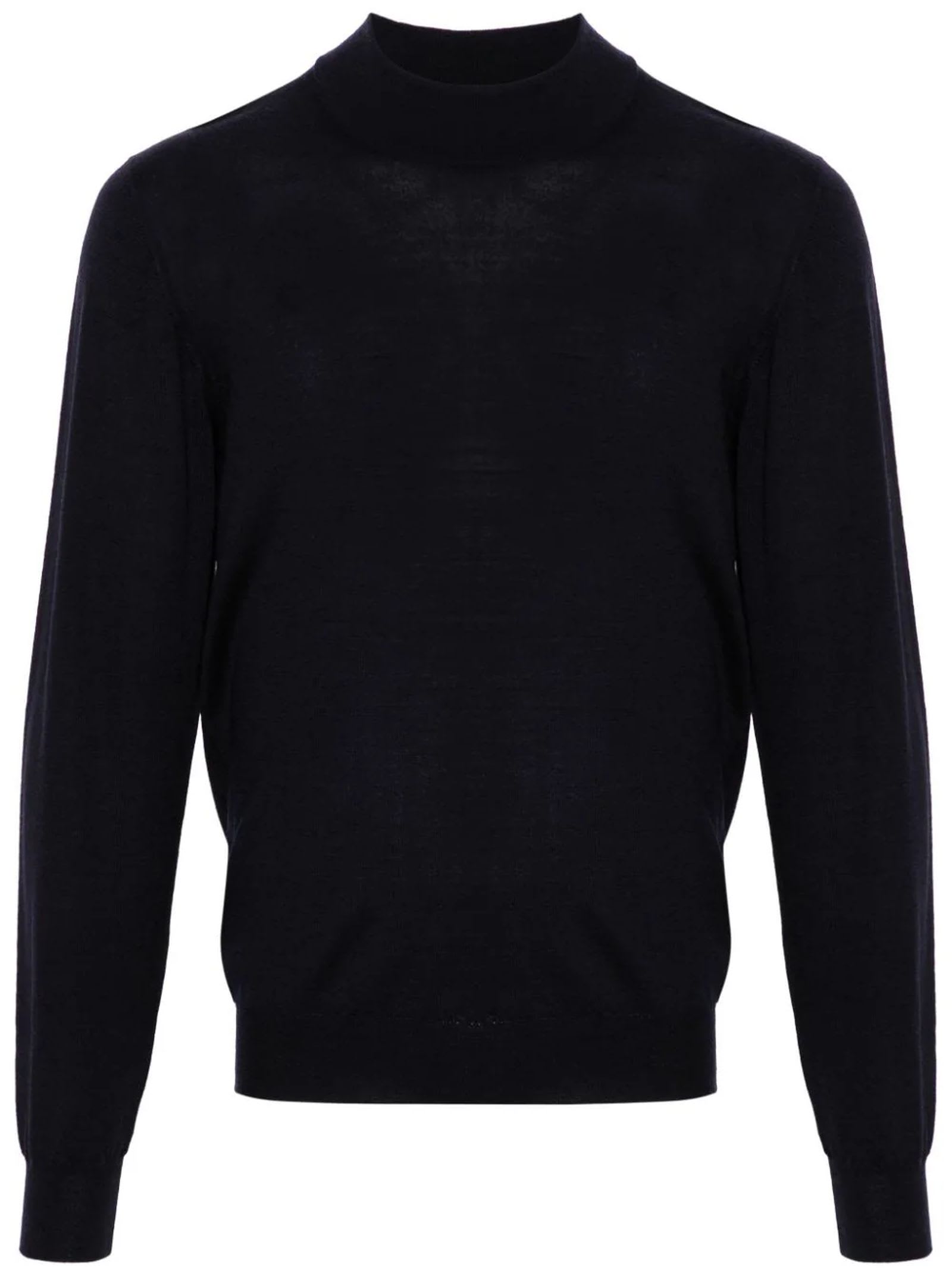 Shop Fedeli Navy Blue Virgin Wool Derby Sweater