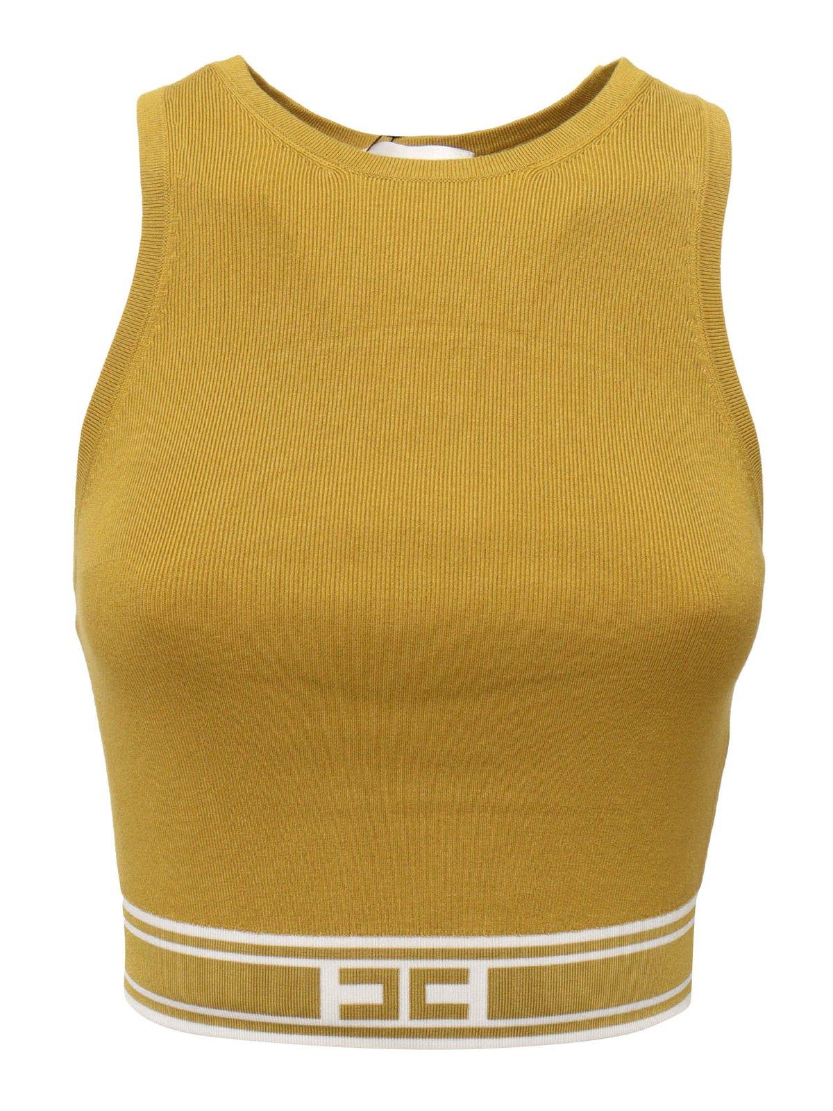 Elisabetta Franchi Yellow Tricot Top In Yellow